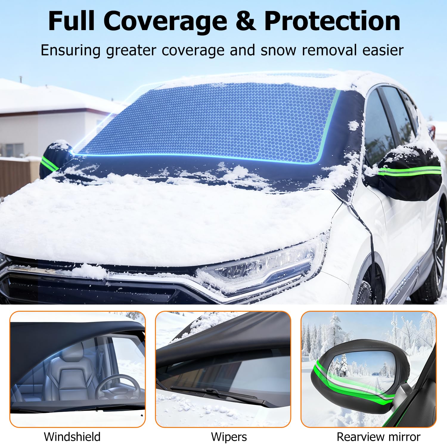 DMJN 2026 Upgraded Windshield Cover for Ice and Snow Full Coverage Winter Protection -Heavy Duty Car Snow Cover — view 6