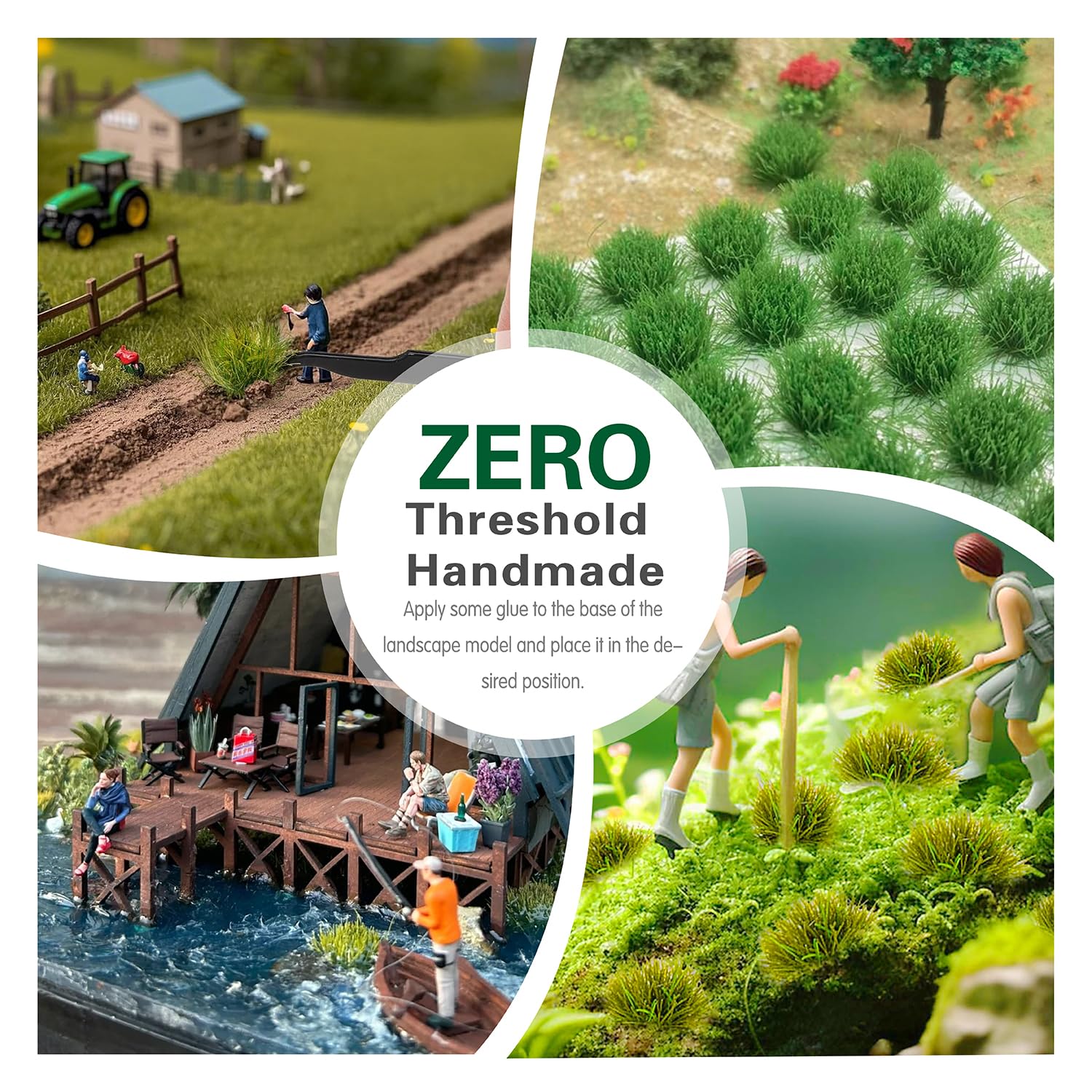 RHQFDM 120 Pflanzen Modellbau Gras Static Grass Tufts Statische Grasbüschel Modellbau Miniatur Deko Modellbau FüR DIY Eisenbahn Zug Landschaft Kunstrasen Miniatur Gras Deko(Kleine Graslandschaft 3#) - 5
