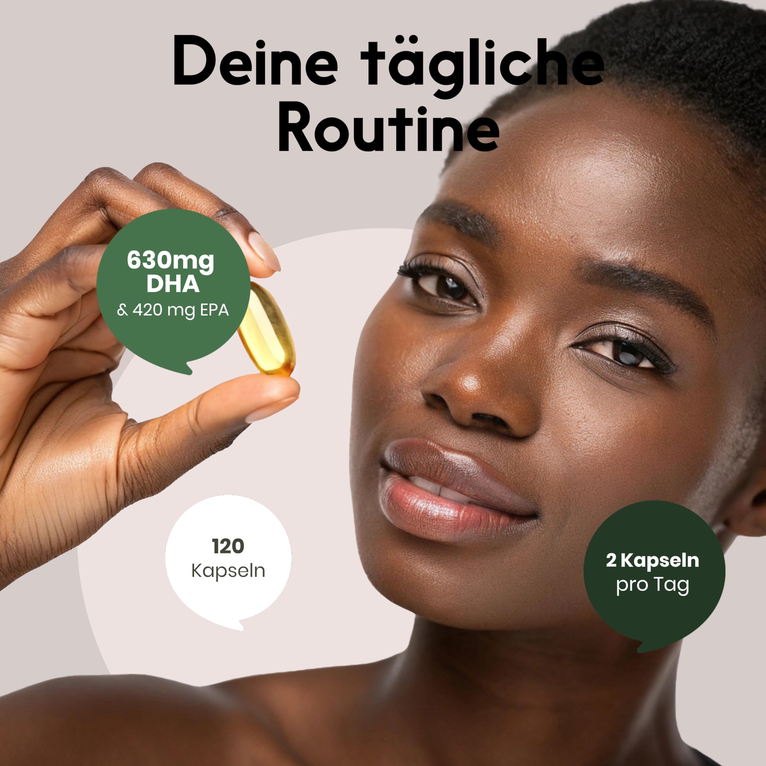 Omega 3 Kapseln Hochdosiert FORTE Vegan - 120 Kapseln - 2000mg Algenöl - 630 mg DHA & 420 mg EPA - Vegan & Produziert in Deutschland - Laborgeprüft - Verpackung kann variieren