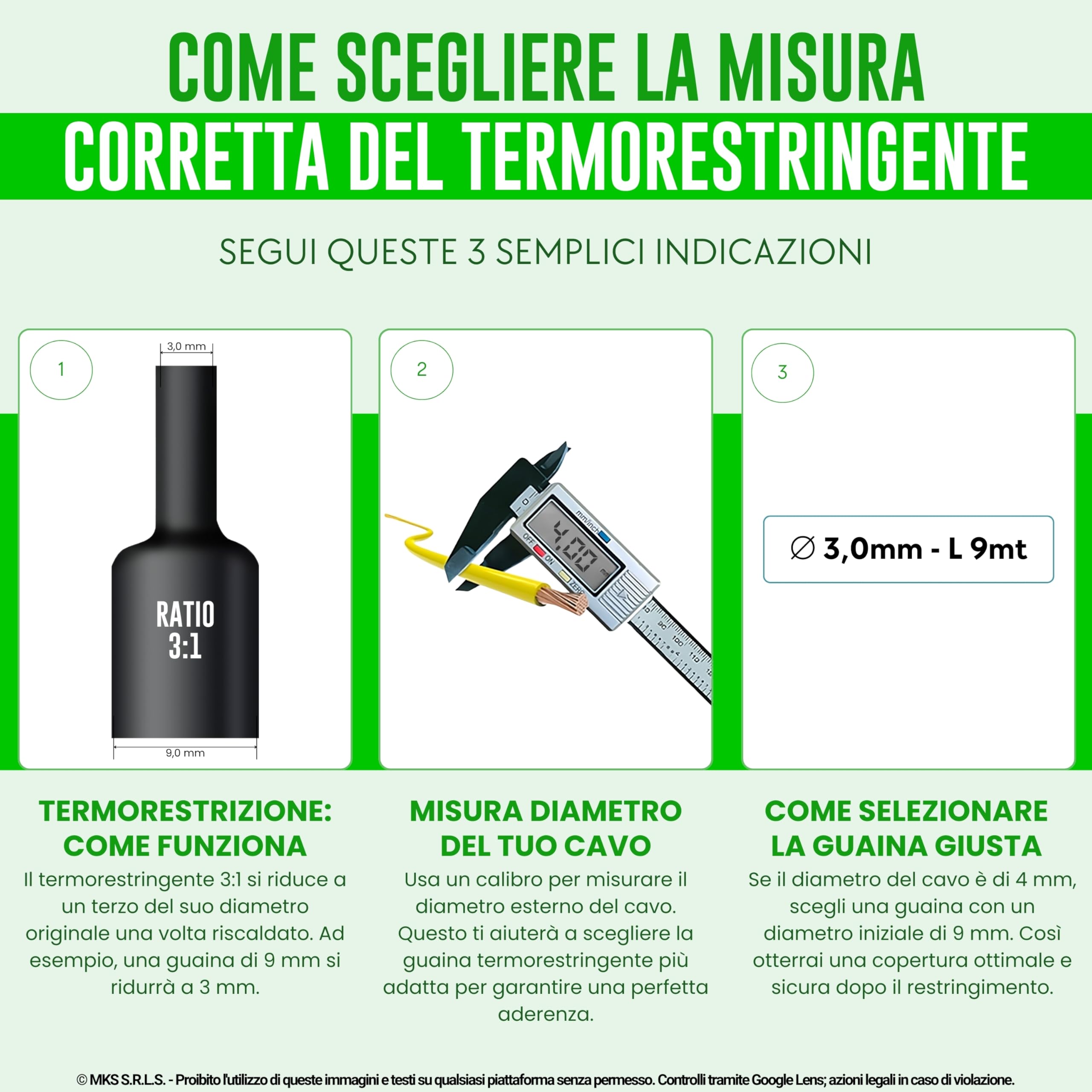 MarketConnect® Guaina Termorestringente Ø 24 mm, L 3mt • NERO • MINIBOX 3:1 • COLLANTE INTERNO