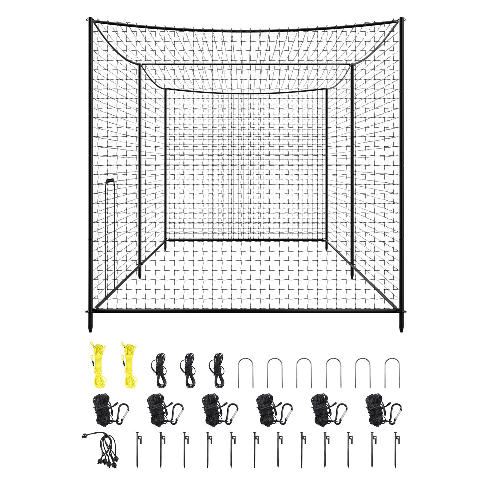 VEVOR Baseball klatka do gry w piłkę (prostokątna) siatka 10668 x 3200 x 3100 mm, przenośna siatka treningowa z 45-warstwową i wiązaną tkaniną HDPE i długimi linkami pozycjonującymi, w zestawie siatka