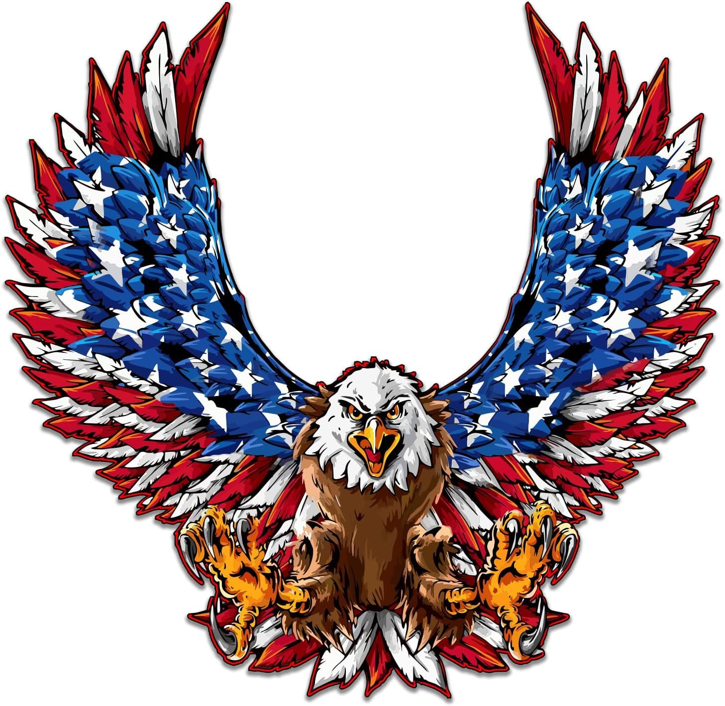 Eagle Sticker - America USA Flag Eagles Vinyl Decal Car Truck SUV Window Truck Van Bumper Wall Laptop Tablet Sticker (N2, 6x6 inch)