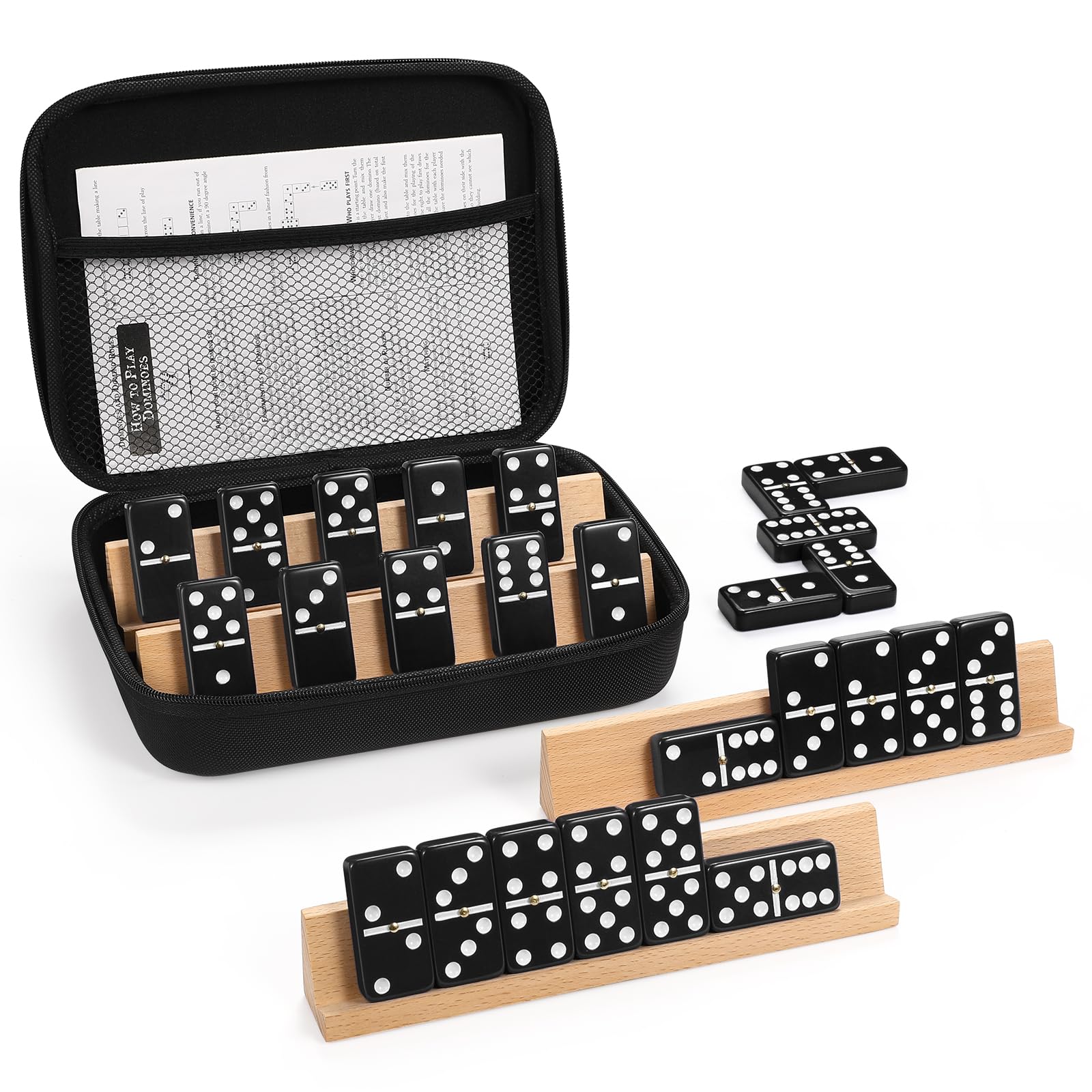 Amazon.com: Jumbo Dominos Set for Adults with 4 Wooden Racks/Trays