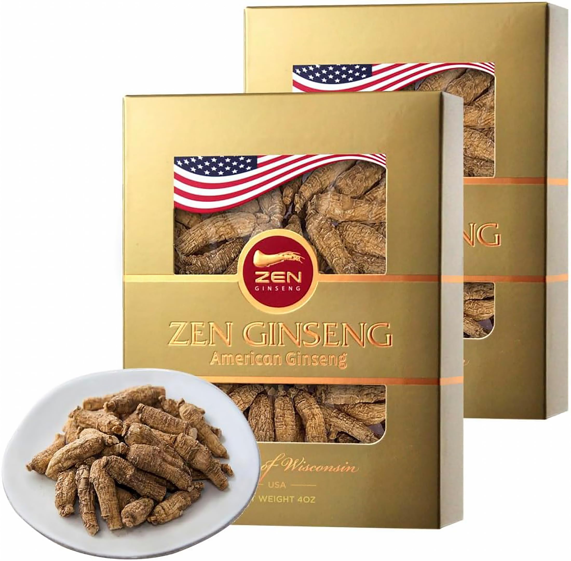 Zen GinsengSmall Short Round and Very Flavored American Wisconsin Ginseng Root (4oz/Box)