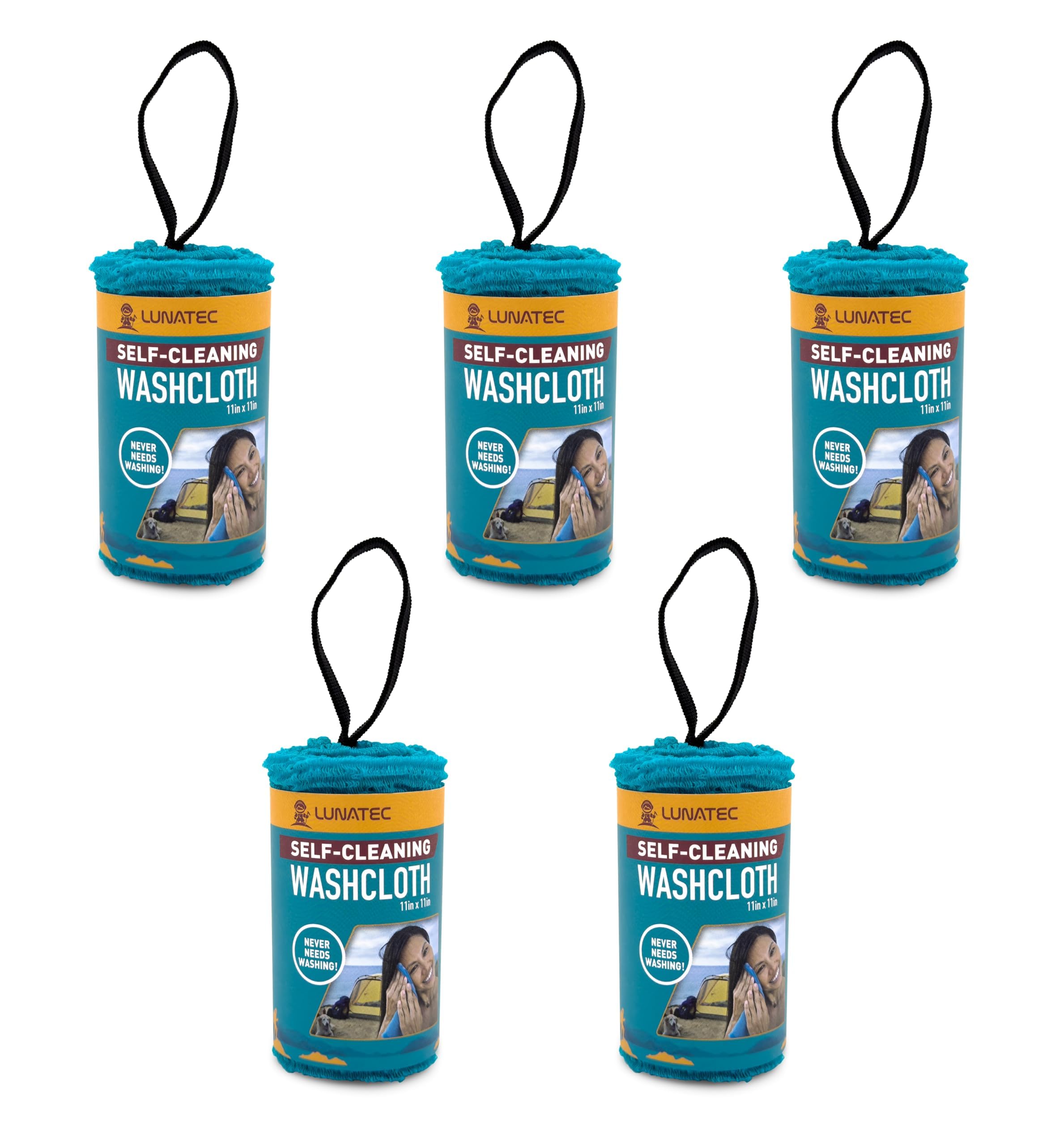 Lunatec® Self-Cleaning Washcloth. A Camping & Travel Essential. Quick Drying, Light Exfoliator, Odor-Free & Lathers Great.