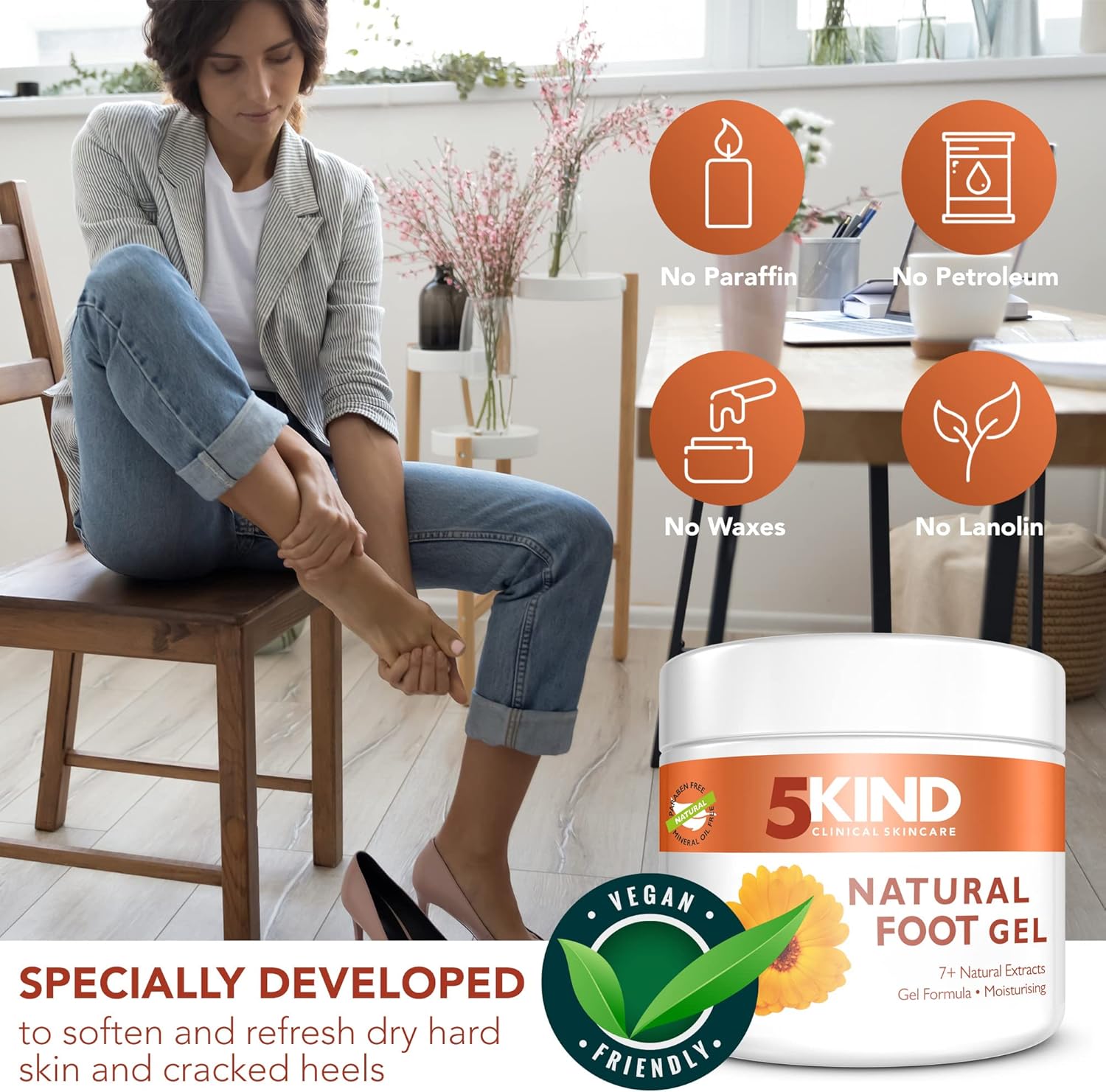 5Kind Foot Cream for Cracked Heels, Heel Repair Treatment Cream for