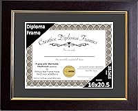Vista 56 de Creative Picture Frames Marco de diploma de caoba de 7 x 9 pulgadas con borde dorado, incluye caballete de vidrio negro y ganchos de pared