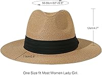 Vista 19 de Lanzom - Sombrero de paja playero para mujer, de ala ancha, plegable, estilo Fedora, UPF50+