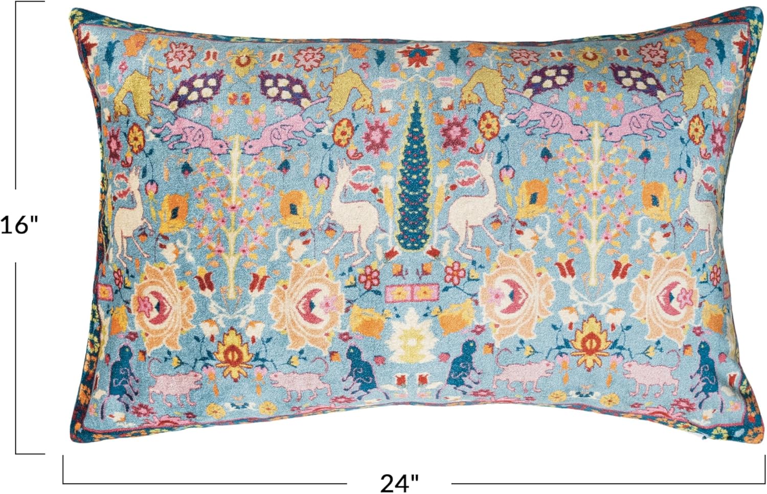 Creative Co-Op Floral Harmony Velvet Lumbar Pillow, Multicolor