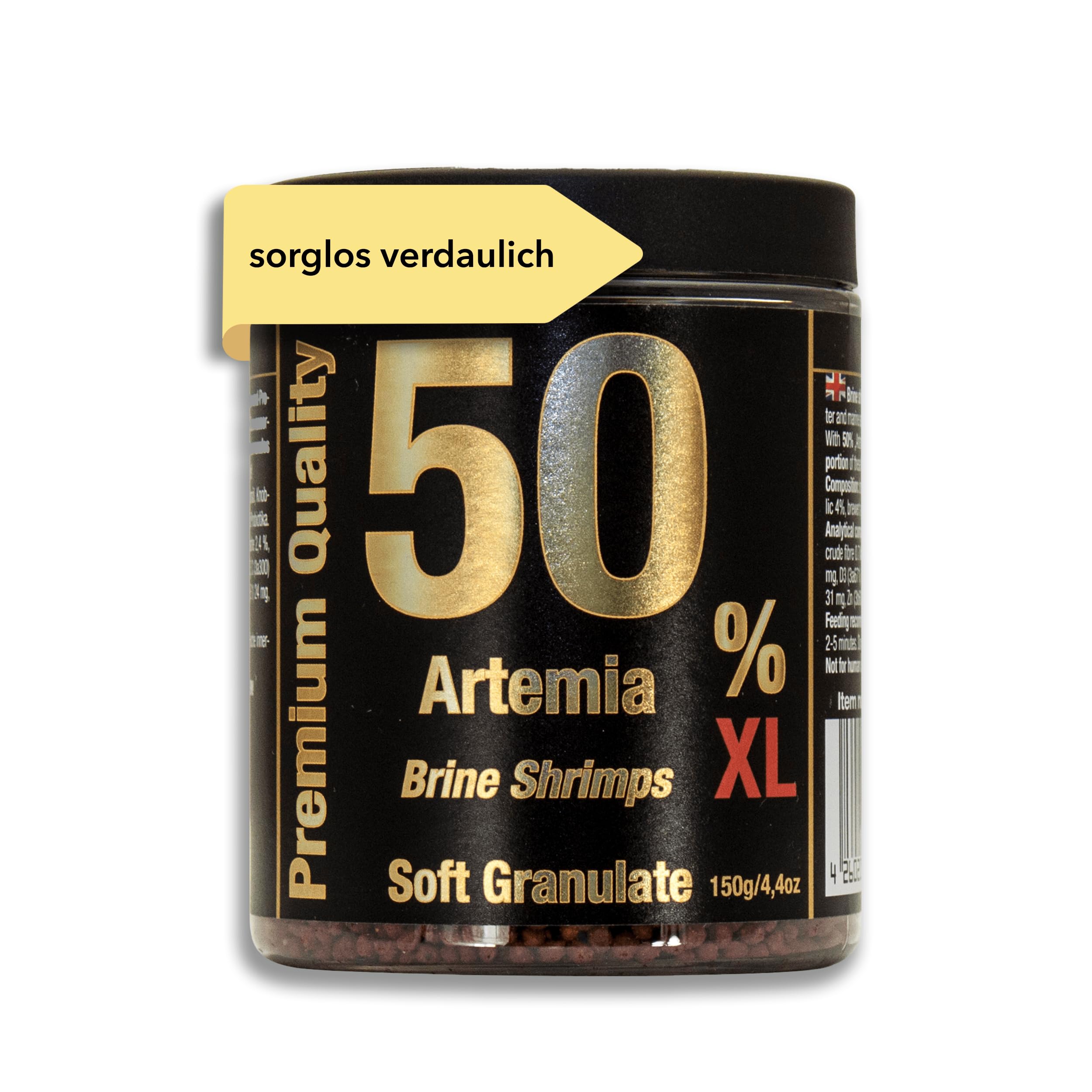 Premium XL Fischfutter Aquarium | XL Fischfutter Aquarium mit 50% Artemia, Softgranulat, 300ml