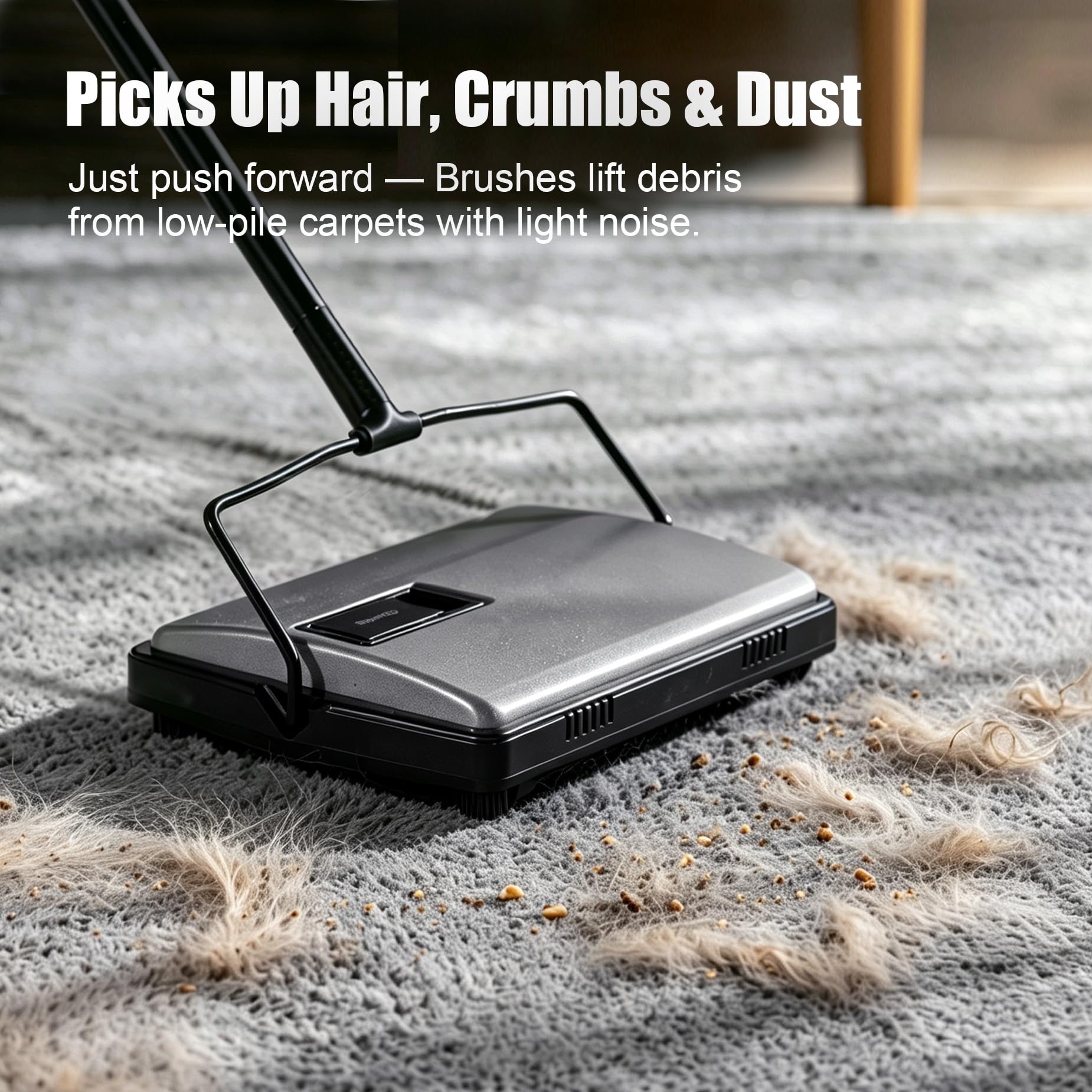 CLEANHOME Carpet Sweeper - Pet Hair & Cordless -4