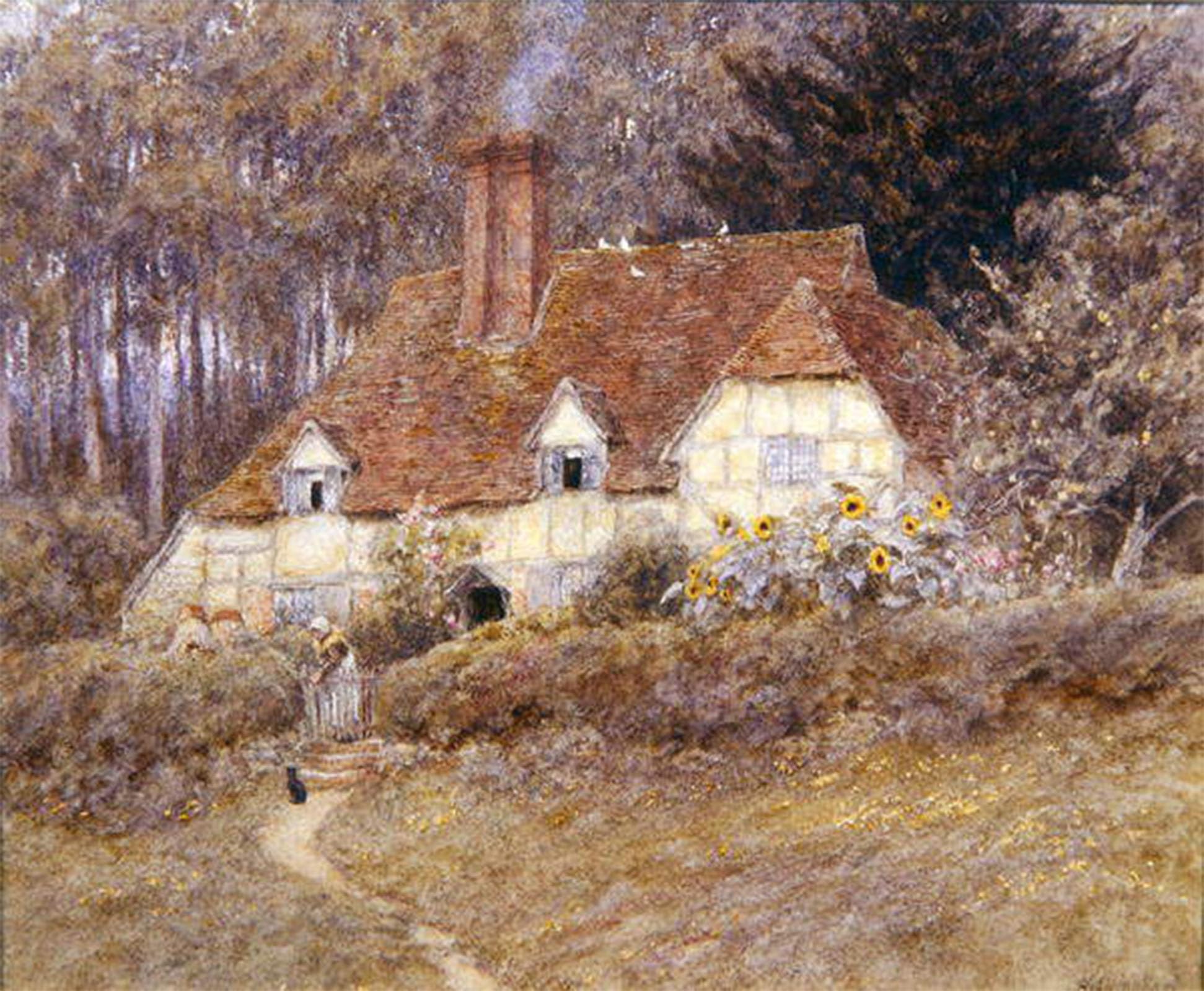 ARTXLXXBN Famous Print Painting Colorful Art Print a Surrey Cottage by Helen Allingham Canvas Art Decorations for Home Decor 60x90cm