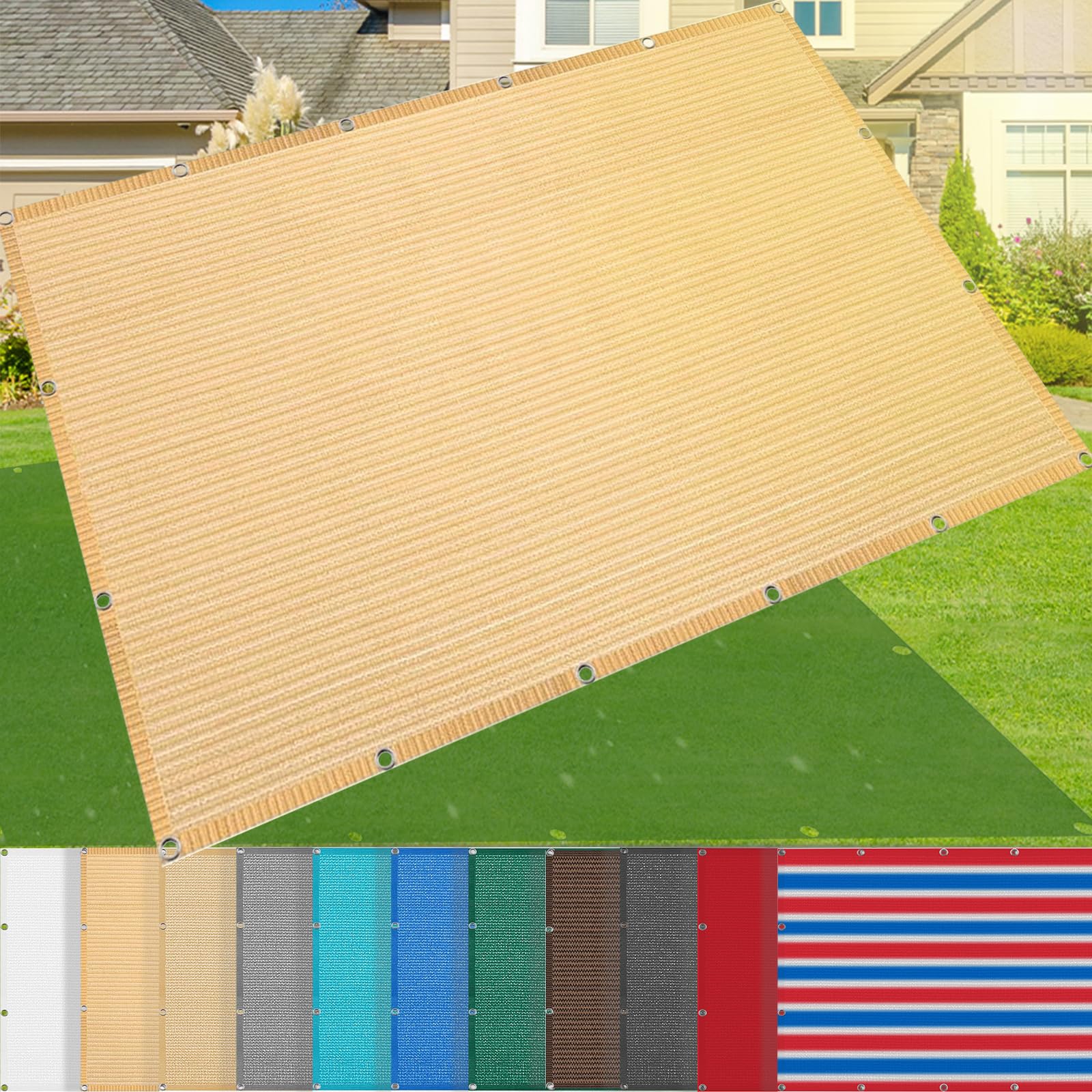 Siatka 185 g/m², 1 x 1 m z 95% współczynnikiem zacienienia UV, na patio, rynki, do zabawy, ogrodów, na zewnątrz, tkanina zacieniająca z przelotkami