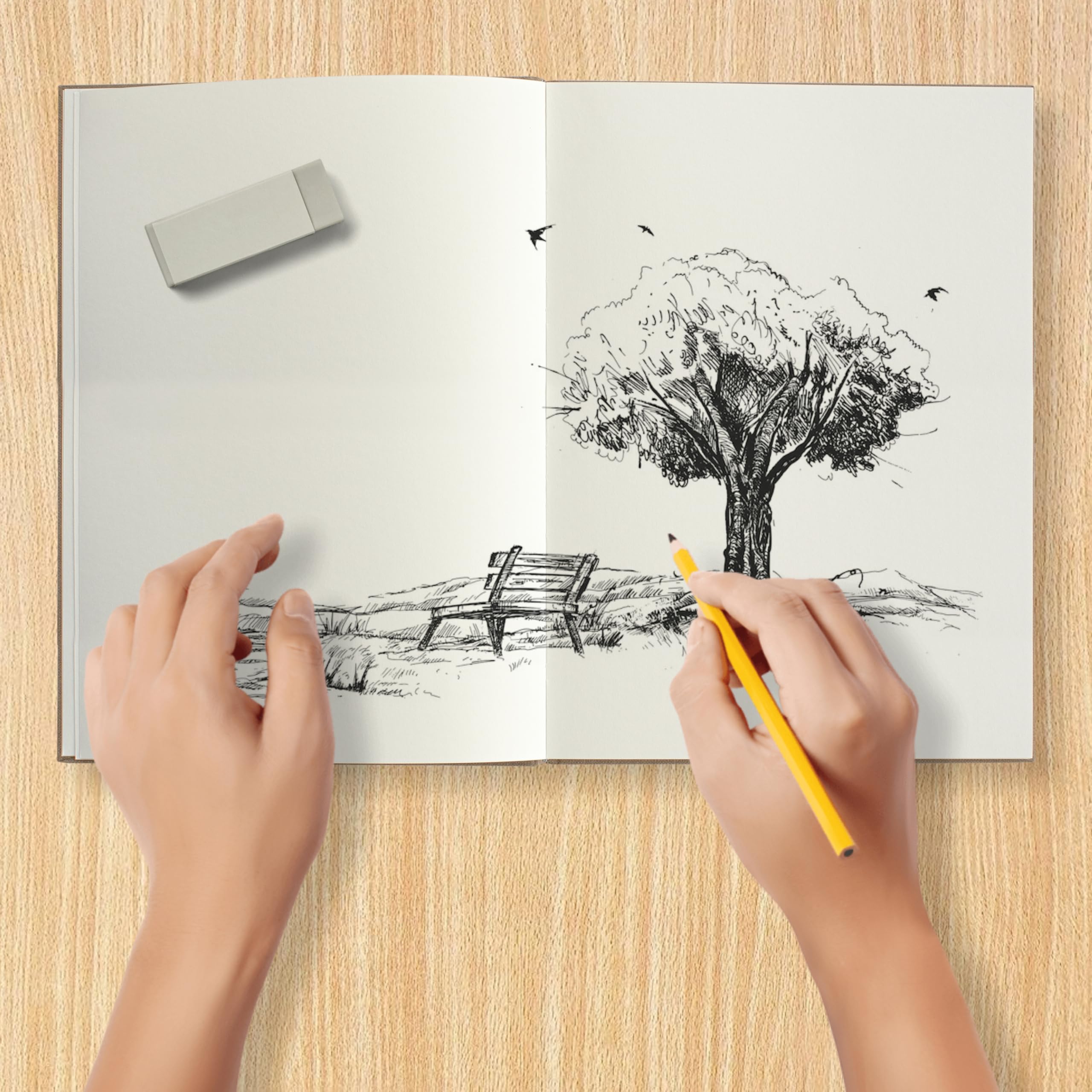 Sketcho Sota Zeichenbuch, A5, 100 % recycelt, gebundenes Buch, Hochformat, 160 g/m², säurefrei, 46 Blatt/92 Seiten, mehrfarbig