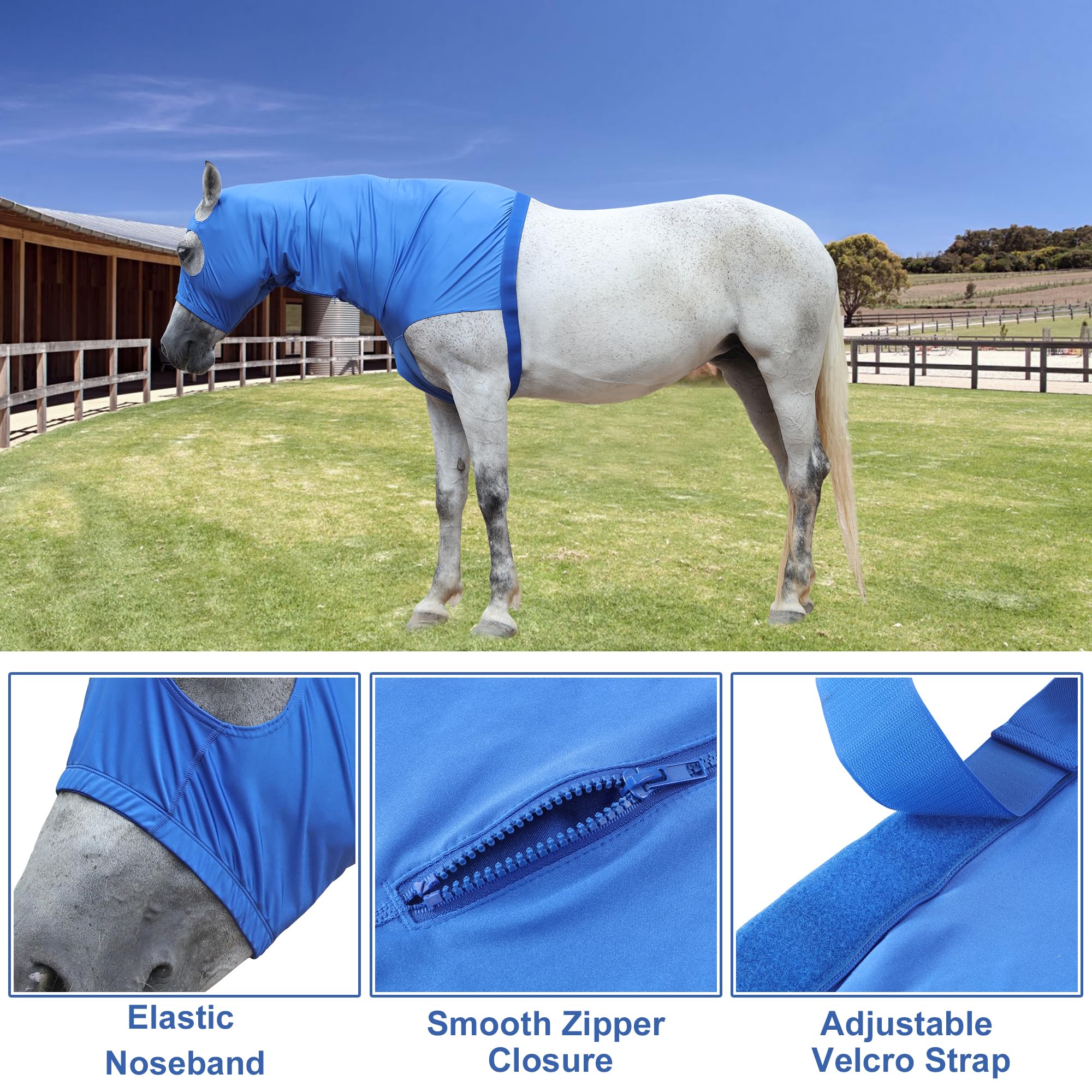 Gallopoff Horse Slinky Hood With Zipper - Stretch Spandex Mane Protector For Shows & Travel