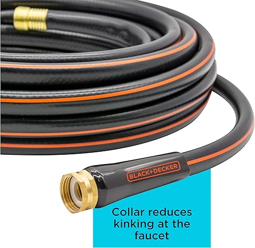 Miniatura 3 de Black + Decker Manguera de jardín de servicio mediano  58 pulgadas x 50 pies, construcción de 4 capas, 300 PSI, acoplamientos de latón macizo