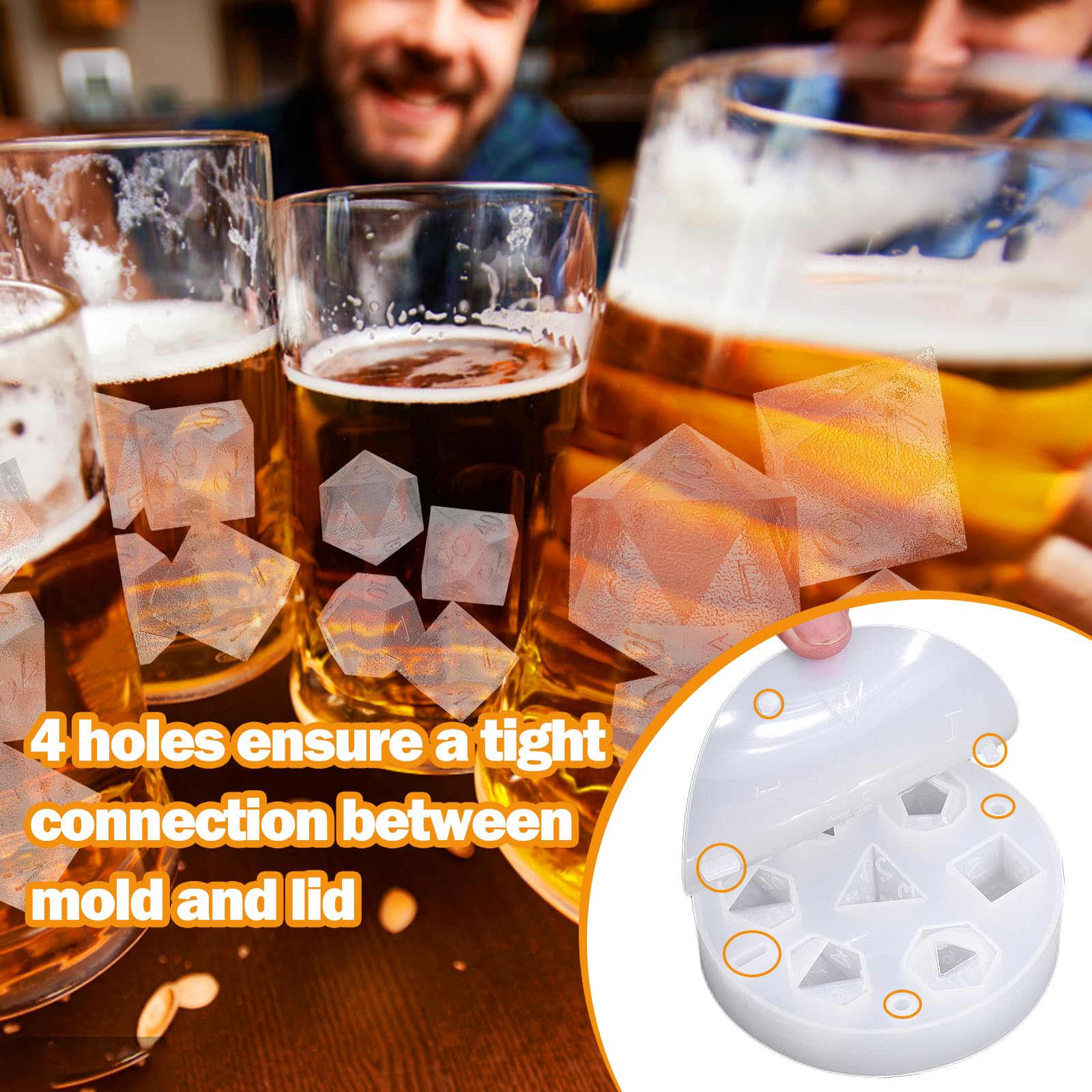 Molde de cubitos de hielo de whisky de 7 formas, dados 3D, accesorios DND para whisky, cóctel, bebida de hielo de verano, divertidos regalos DND para amantes de los juegos de mesa 6