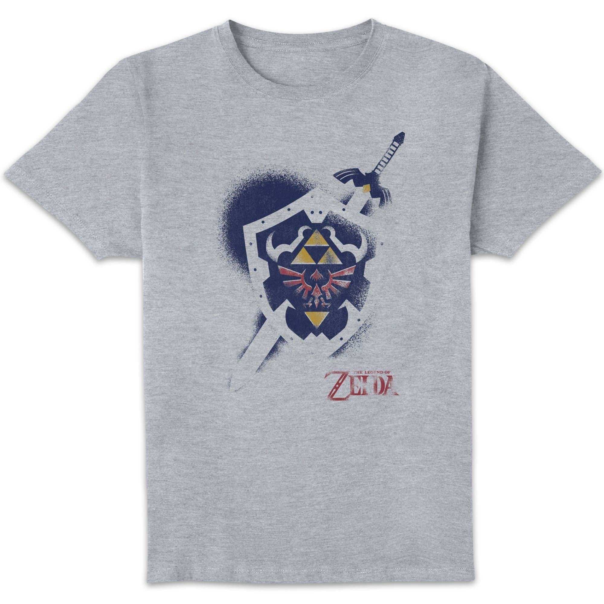 The Legend Of Zelda Unisex Grey Shield T-Shirt - | Size: 3XL