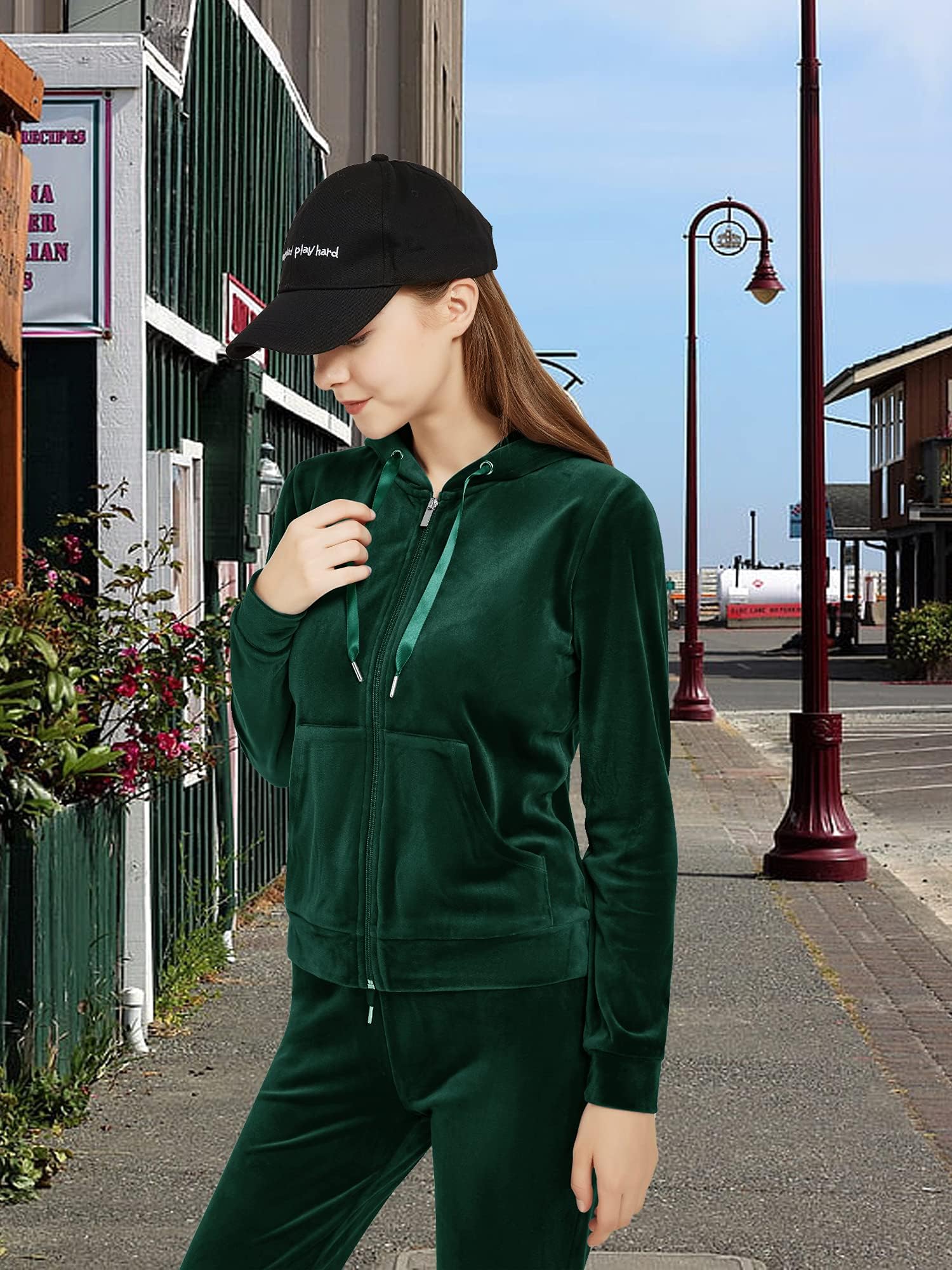 Woolicity Tuta Sportiva Donna in Velluto Completi Felpa con Cappuccio Pantaloni Jogging Invernale Passeggiata Casual Pigiama Ginnastica