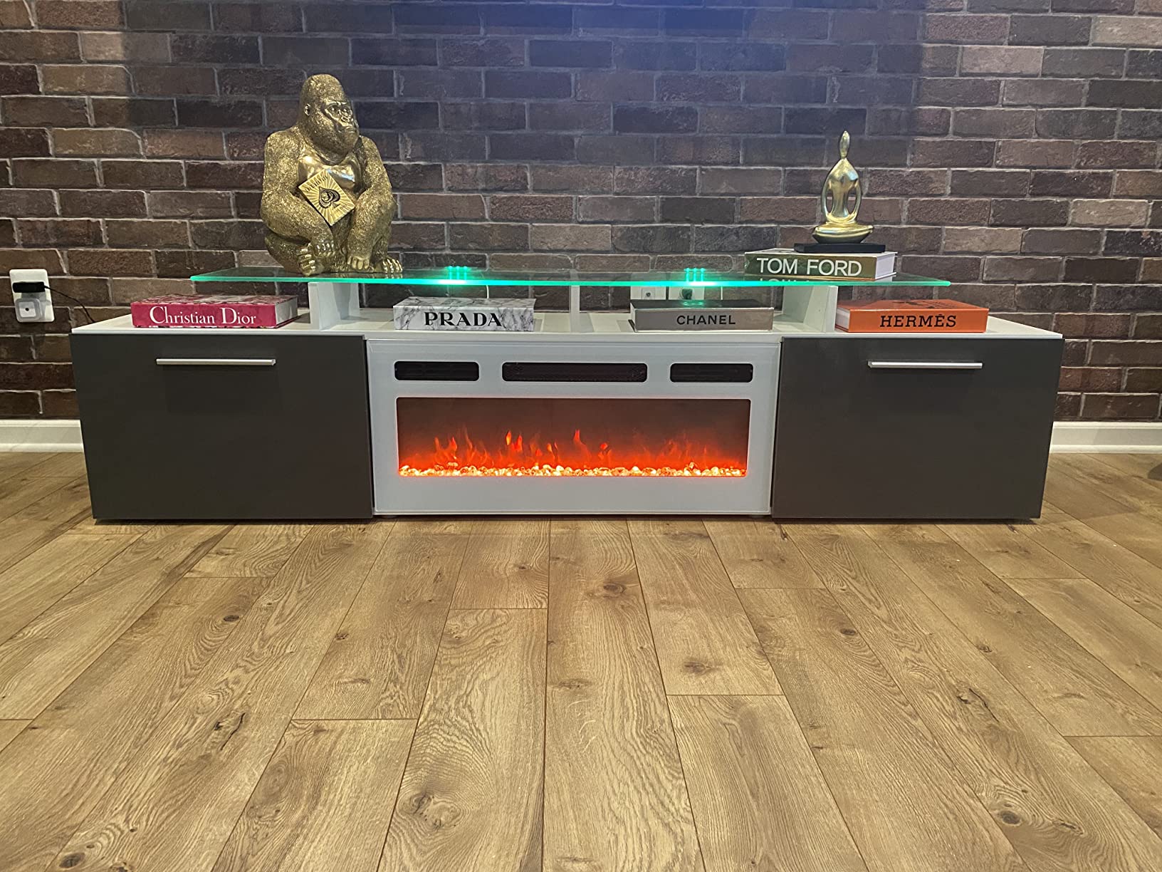 12/mo Finance Meble Furniture Rova WHEF Electric Fireplace Modern 75" TV Stand Black Buy