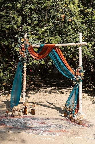 Miniatura 9 de Ling's moment - Flores básicas de arco con cortinas (juego de 4)  2 piezas de flores con 5 cortinas de arco para decoración de árbol de 5 pies x 6