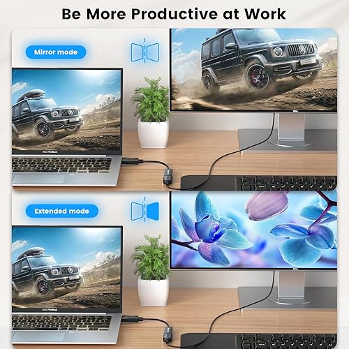 Miniatura 7 de Adaptador 4K DisplayPort a HDMI, convertidor DP unidireccional a HDMI de alta velocidad 1440P 60Hz compatible para computadora DP y monitor HDMI