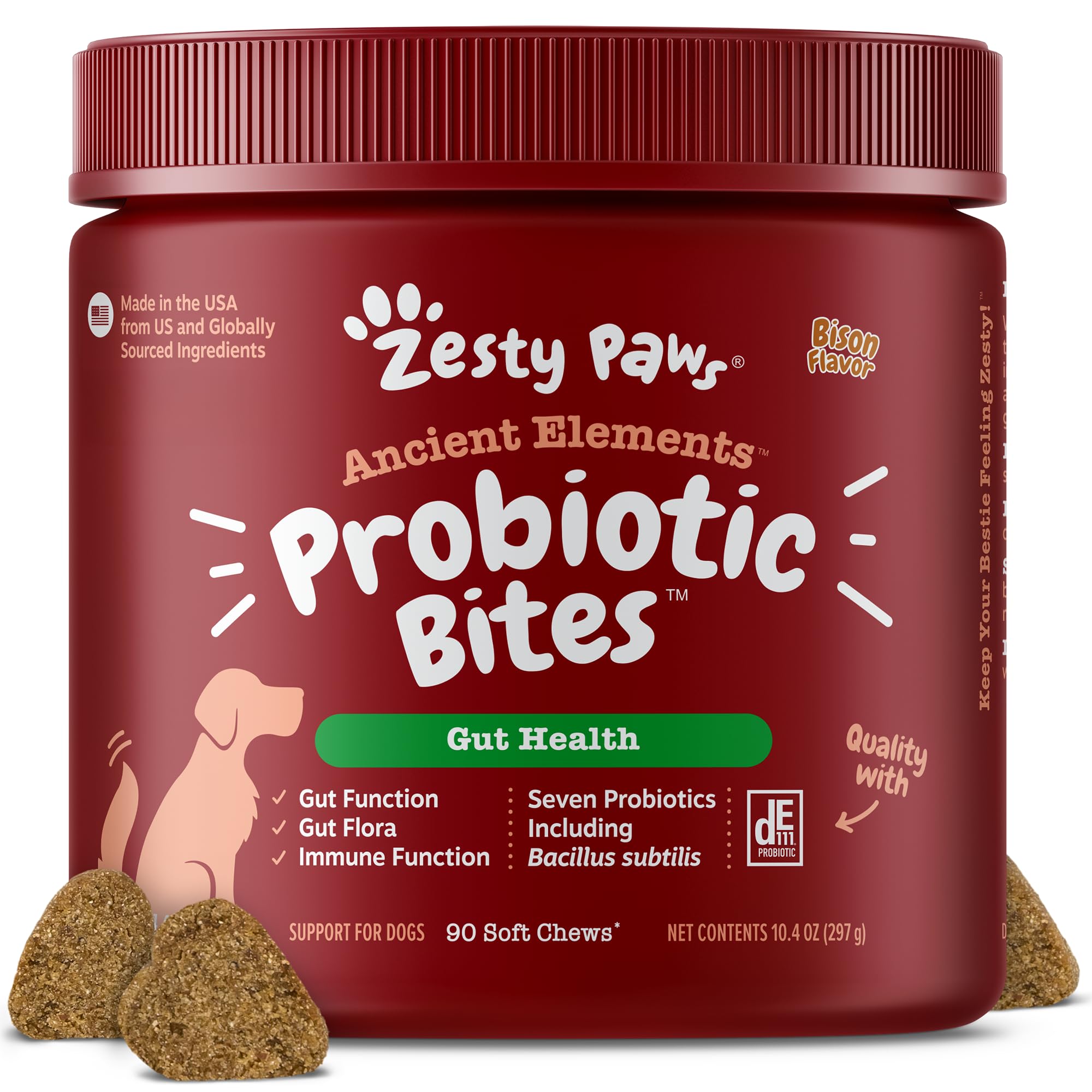 Zesty Paws Solid Poop Support Bites - Dog Stool Hardener - Pumpkin for Dogs with Prebiotics & Probiotics - Veterinarian Formulated Soft Chews - for Diarrhea Relief - 90 Ct