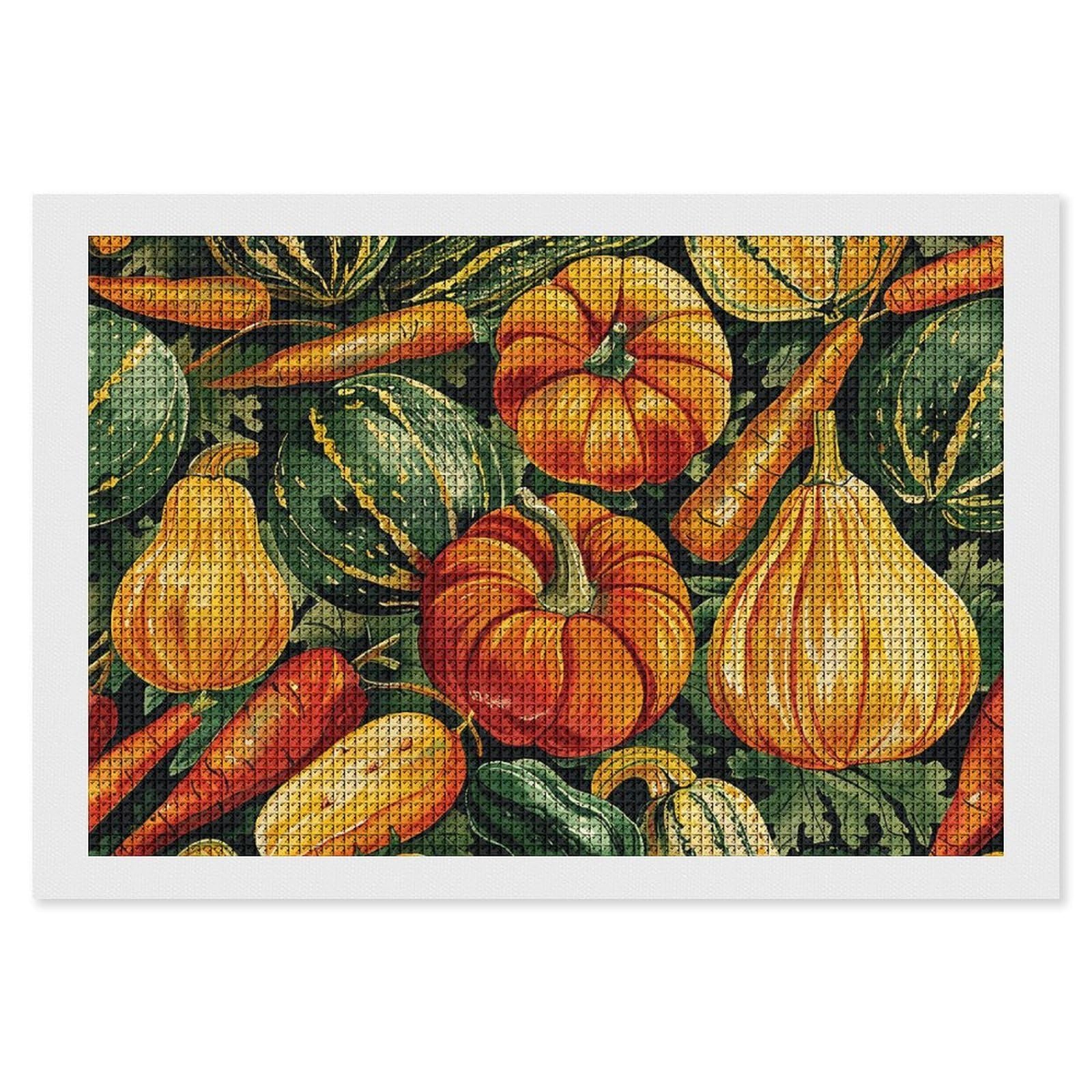 NONHAI Diamond Painting Kits for Adults - DIY Diamond Art Kits for Beginners - Full 5D Paint Drill Diamond Dots Paintings- Pumpkin and Carrot Diamonds Pictures Gem Art and Craft Wall Decor 8"x12"