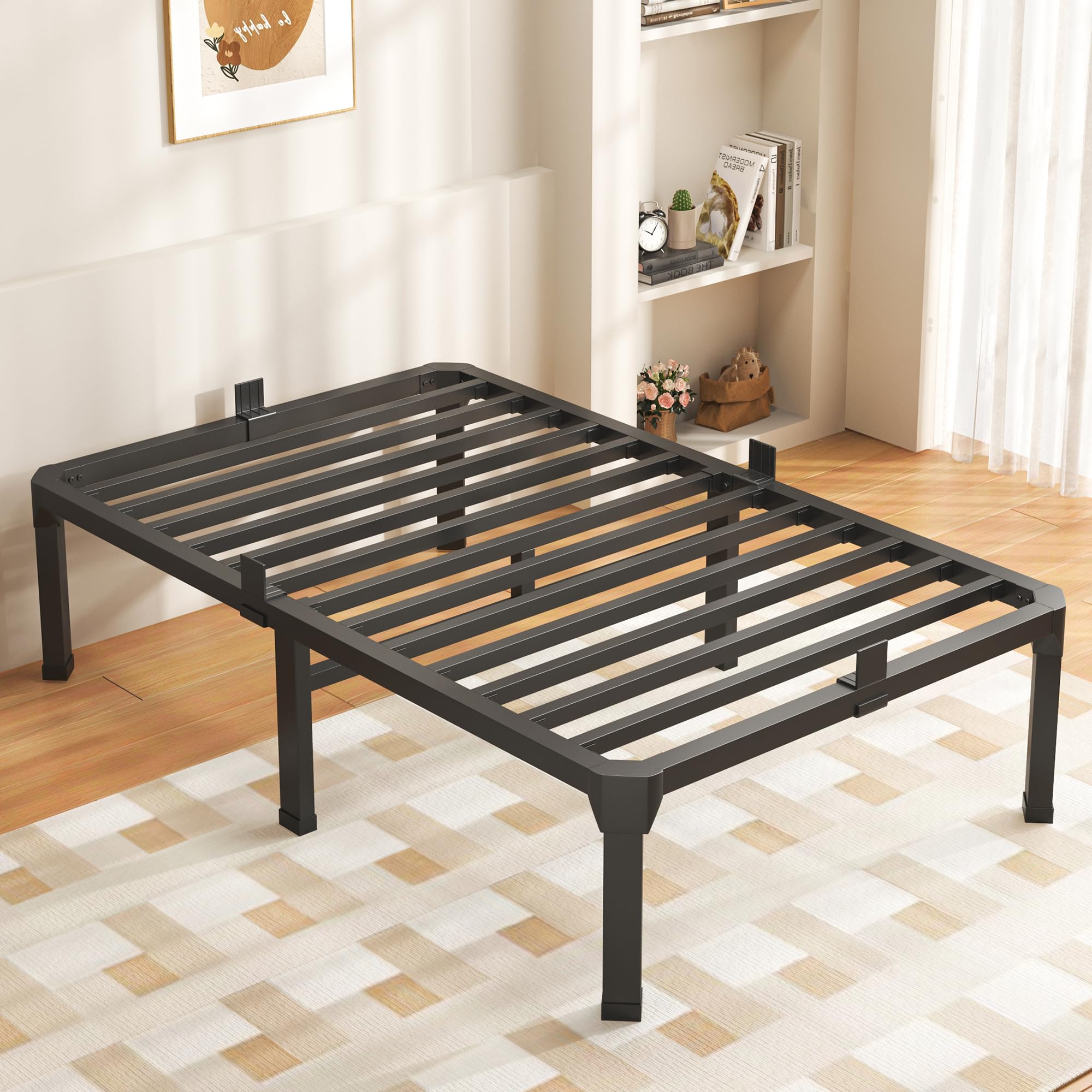 ROIL Twin Bed Frames Platform for Kids 14 inch Heavy Duty Single Metal Bed Frames Noise Free Metal Slats No Box Spring Needed with Storage