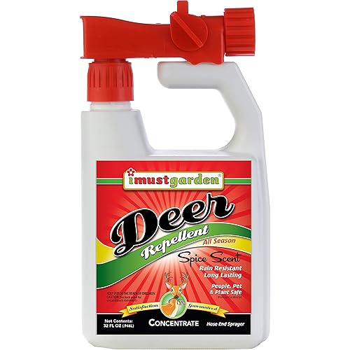 I Must Garden Deer Repellent Hose-End Concentrate: Spice Scent Deer Spray for Gardens, Plants, and Trees – 32oz Covers 10,000 sq. ft.