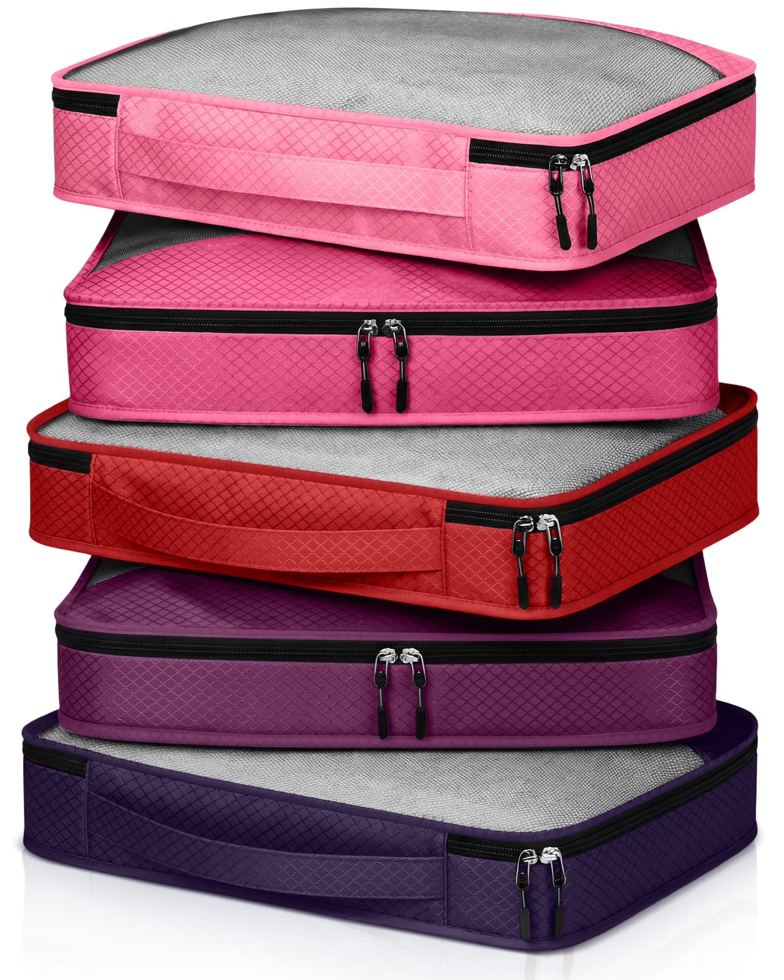 Bulyoou 5 Pcs Packing Cubes for Suitcase Large Travel Cubes Carry on Luggage Organizer Bags for Clothes Accessories(L,Purple)