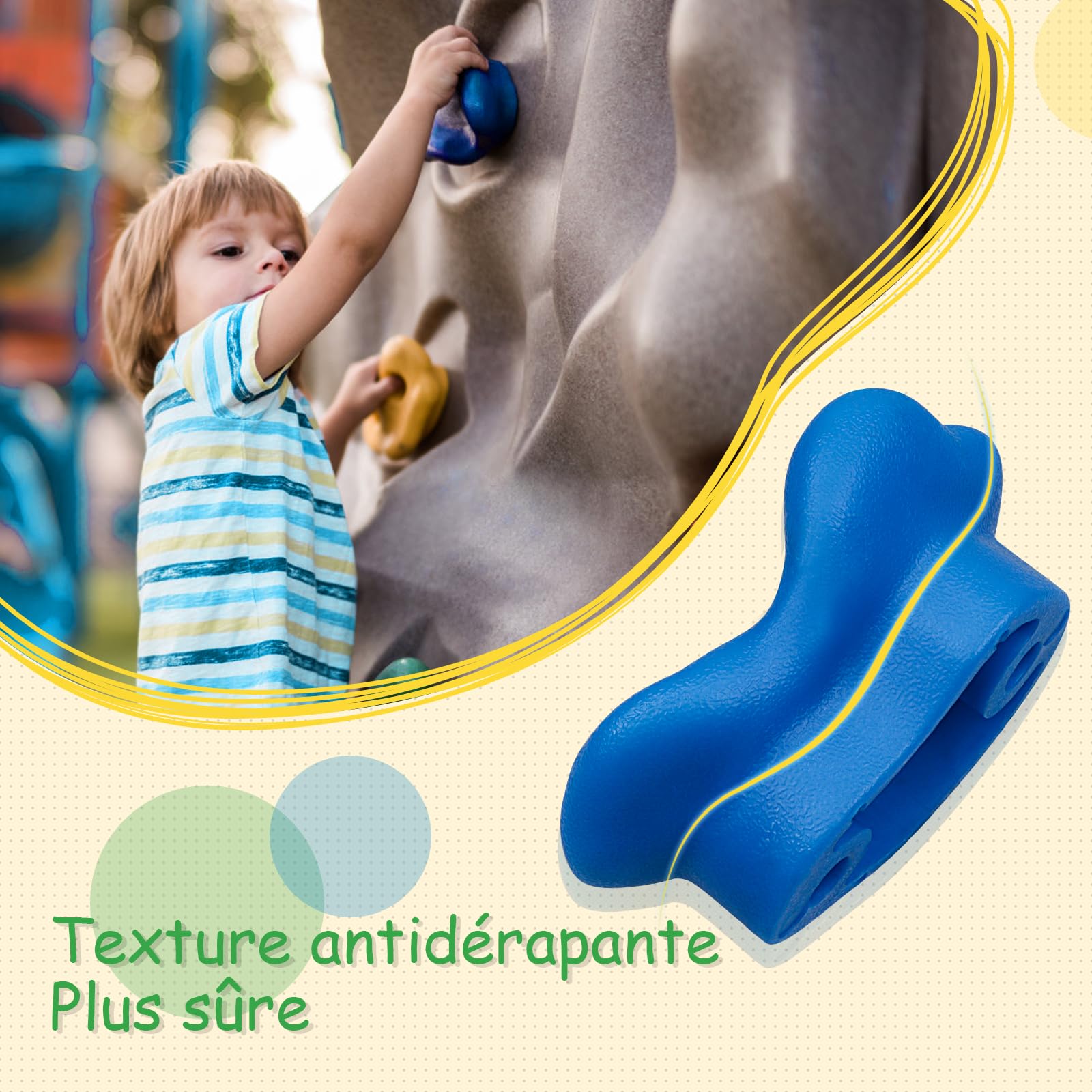 Trymaker Prise d'escalade, Prises Escalade Enfant, Set de Poignées d'escalade Murale avec Matériel de Fixation pour Jardin Cour Extérieur et Intérieur
