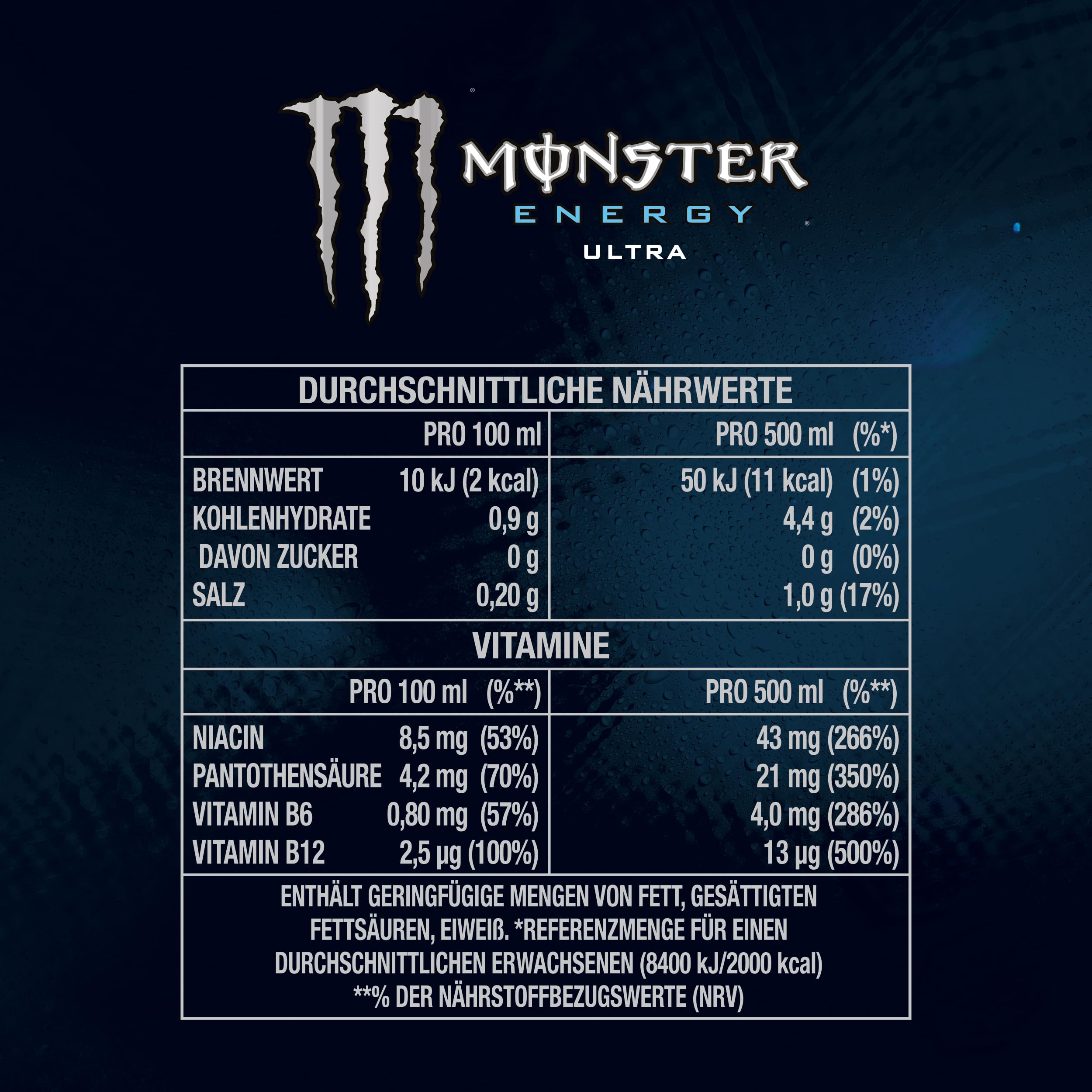 Monster Ultra White, Energy Drink ohne Zucker, Einweg Dosen, 12 x 500 ml – Ansicht 2