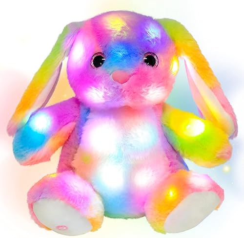 Hopearl Conejito de peluche LED con iluminación colorida de conejo de peluche, luces nocturnas que brillan en la oscuridad, festival de cumpleaños