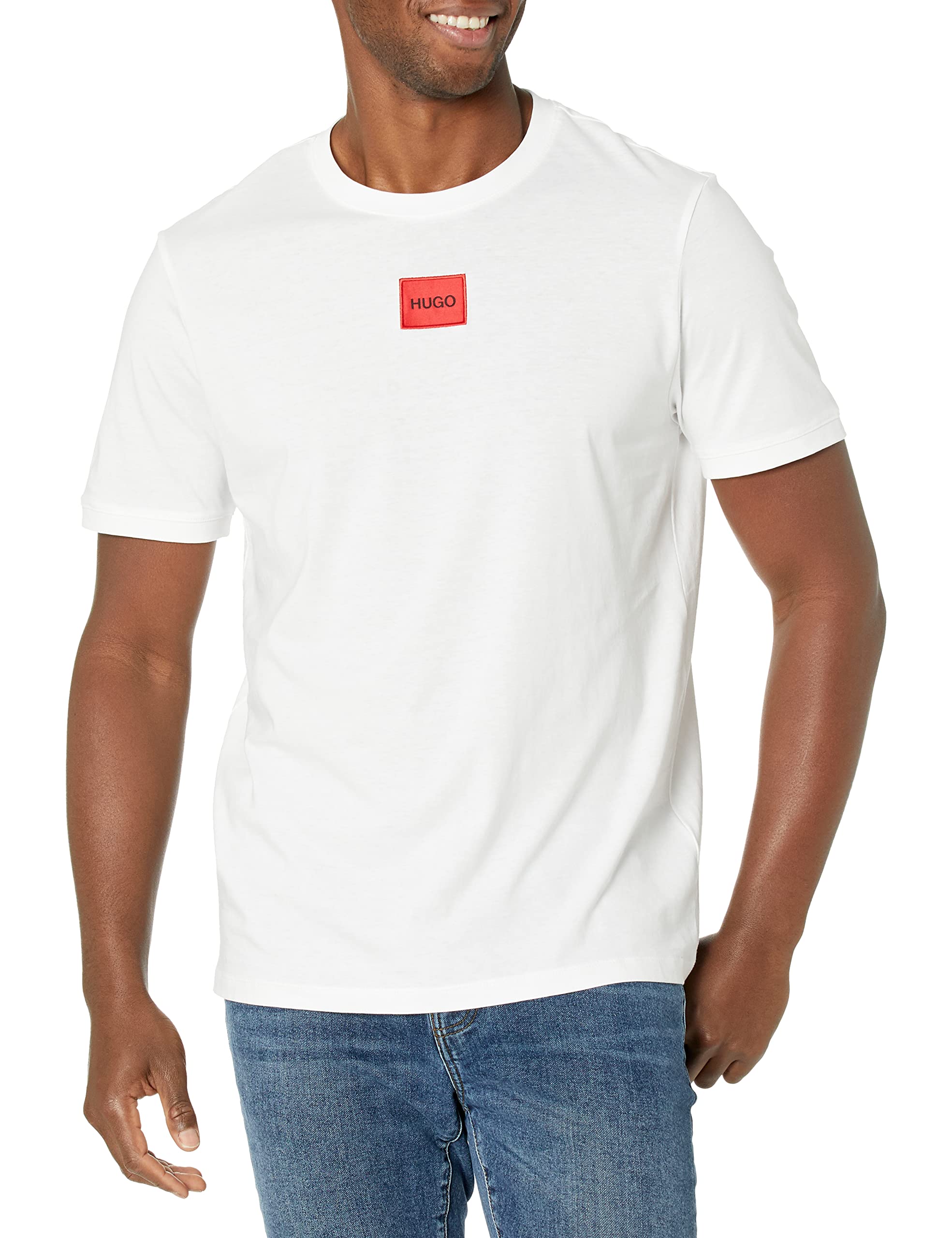 HUGOmens Ribbed Crew Neck Regular Fit Center Logo T-shirt T-Shirt