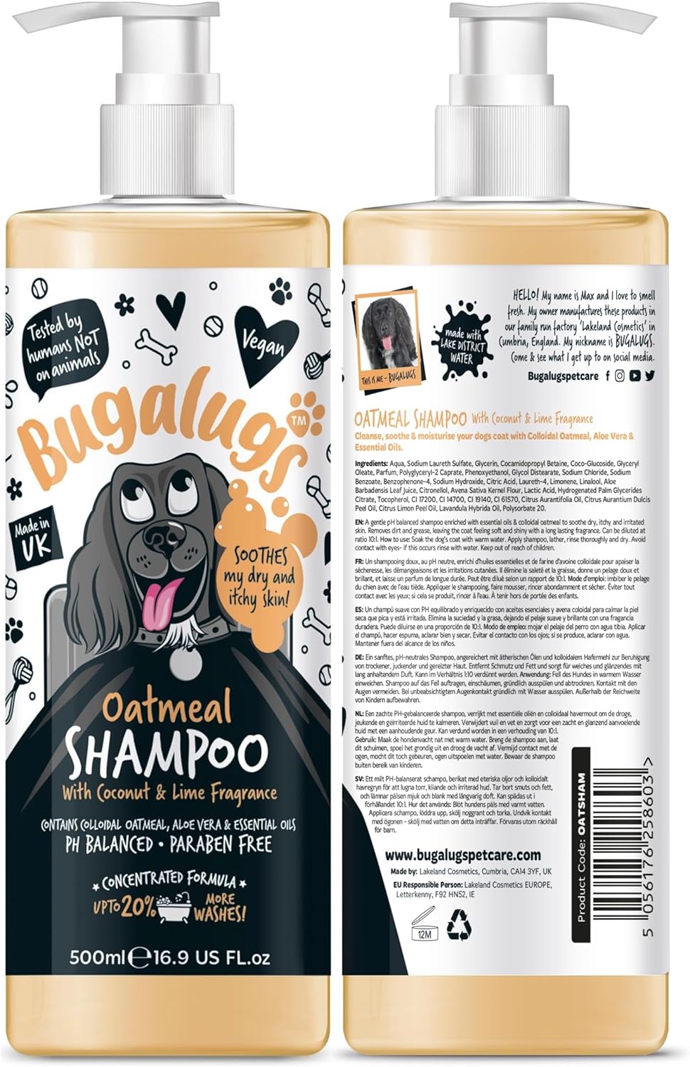 BUGALUGS Oatmeal & Aloe Vera Dog Shampoo dog grooming shampoo products