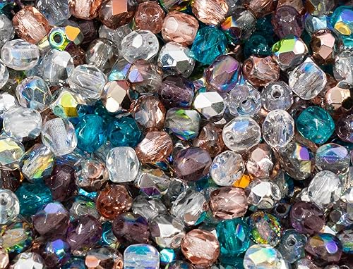 Miniatura 4 de Cuentas de vidrio redondas pulidas al fuego de 1.76 oz de 4 mm (0.16 in), mezcla transparente de vidrio bohemio de República Checa