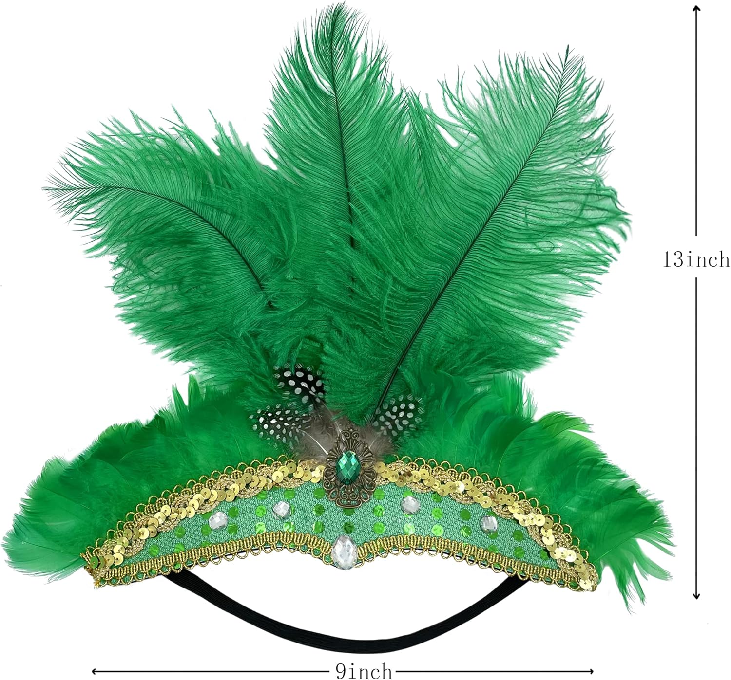 Gionforsy Carnival Headpieces for Women Feather Headdress Mardi Gras Accessories 1920s Flapper Headband - Image 4