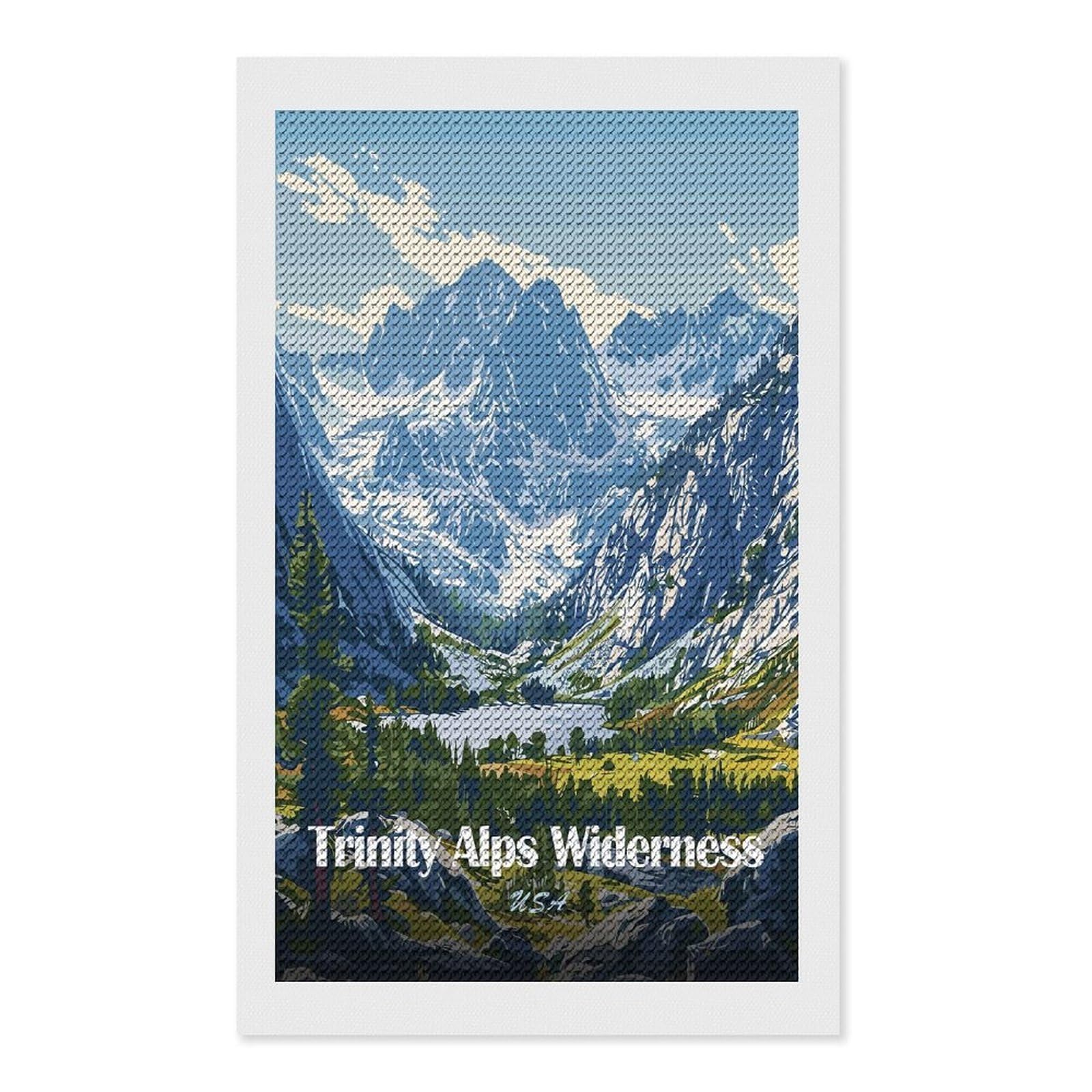 Junmoney Trinity Alps Wilderness Landscape Art Full Drill Diamond Painting Kit 12"x20", Mindful Craft Activity, Bedroom Decor, for Adults, Gift Idea