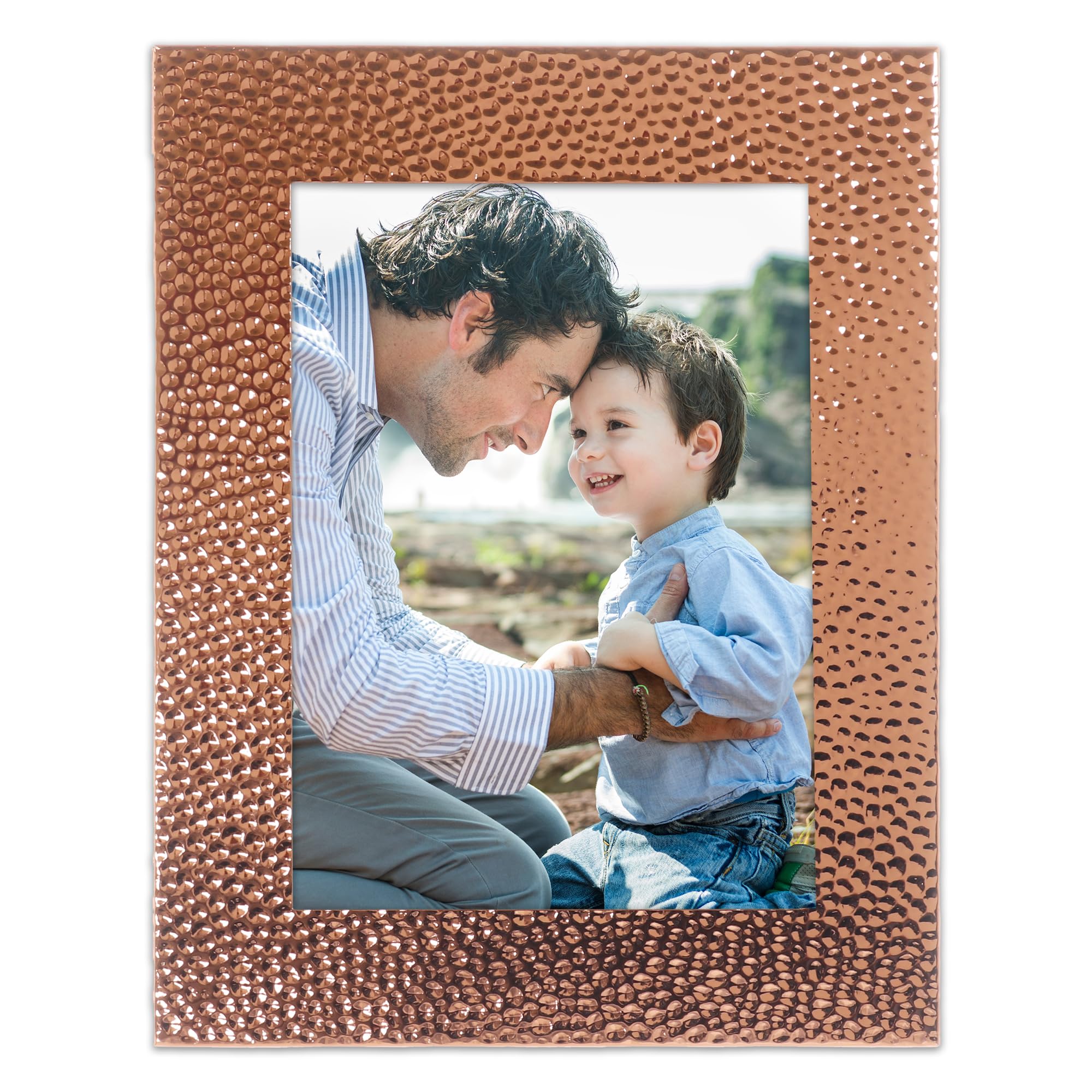 Lawrence Frames Hammered Polished Metal Picture Frame, 5x7, Copper