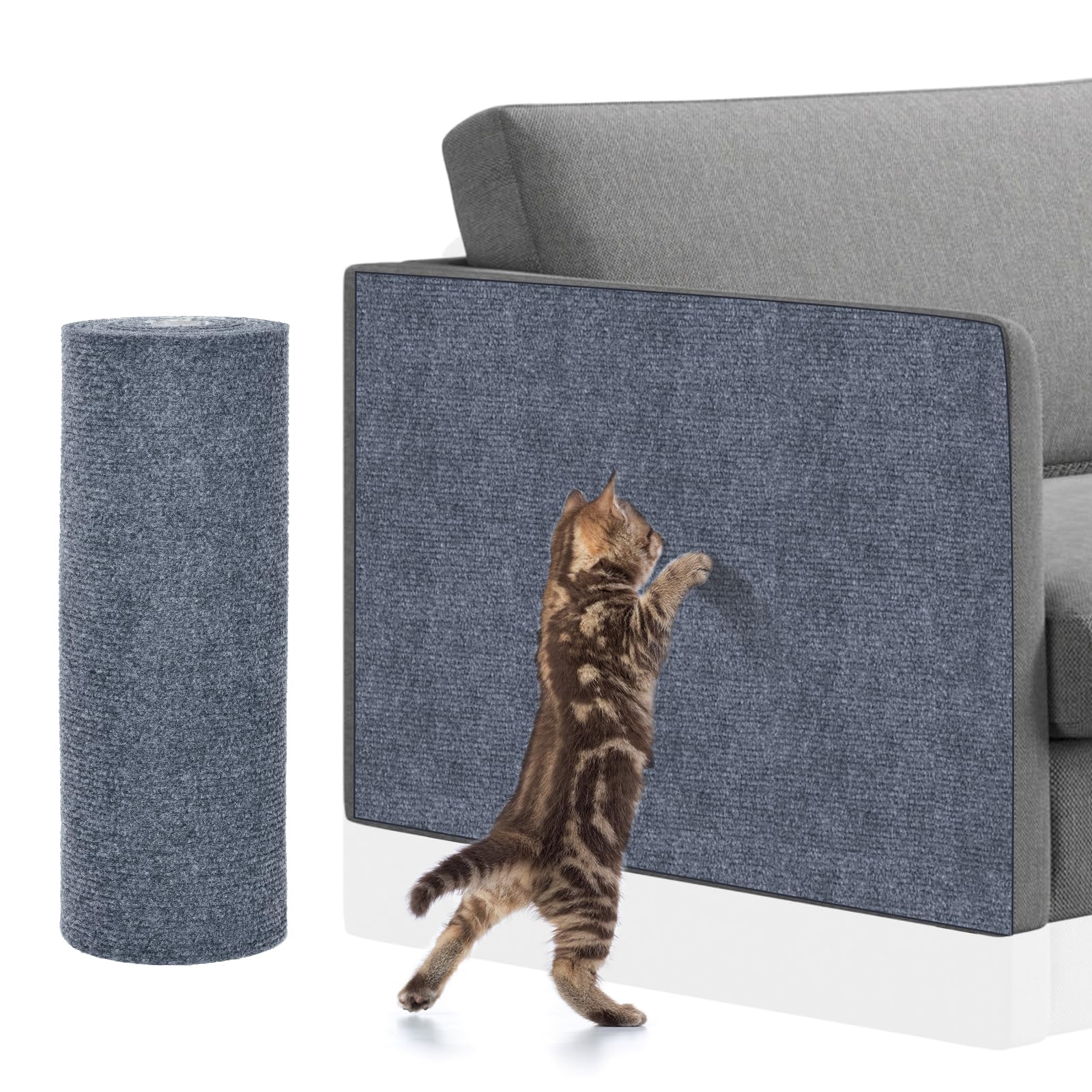 Adiwo Tappeto Tiragraffi Gatti, 30 * 100cm Tappetino Tiragraffi per Gatti Autoadesivo, Proteggi Divano Gatti Graff, per Parete e Angolo, Protegge Tappeti e Divani(Grigio chiaro)
