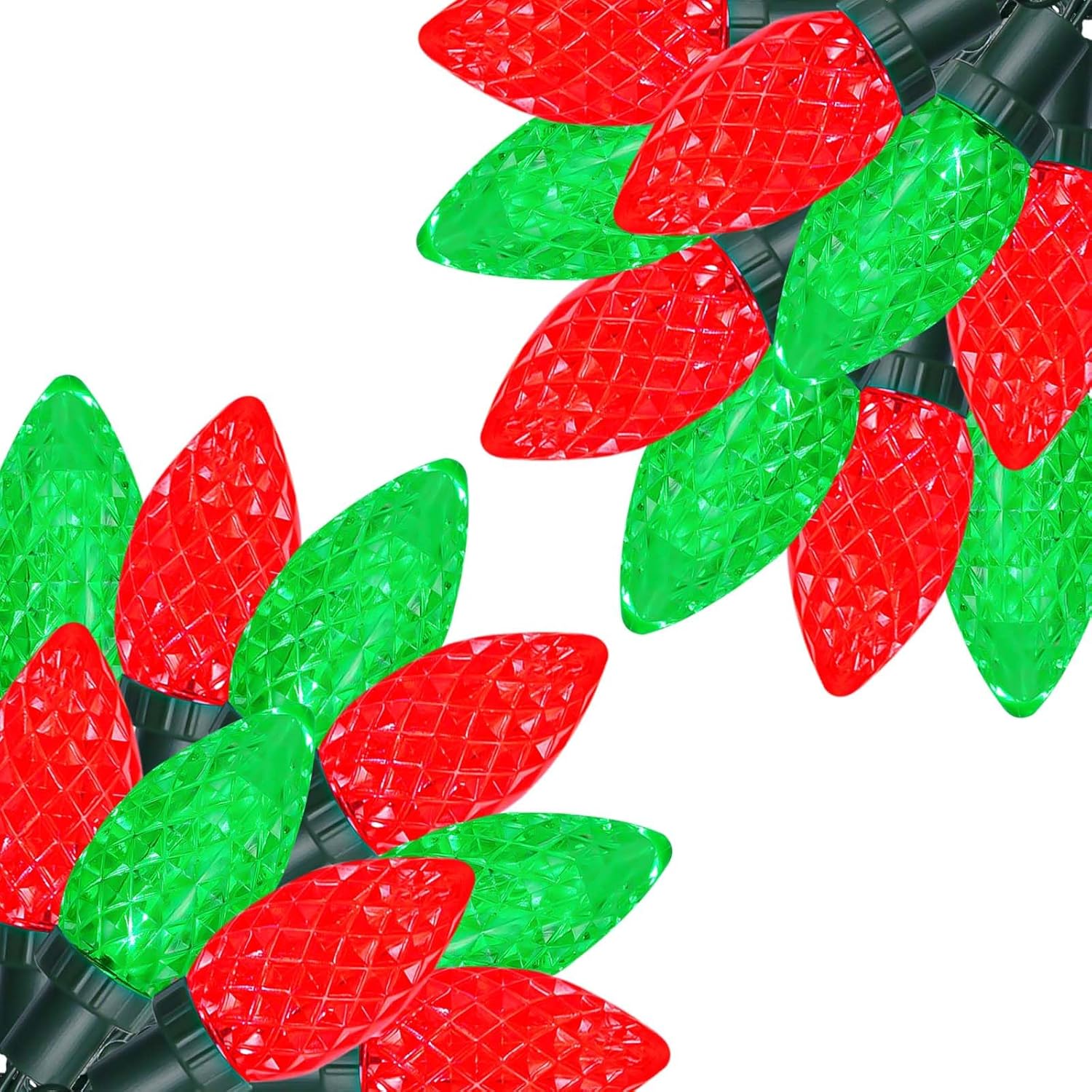 2Pack Connectable Red and Green C9 Christmas LED String Lights, Total