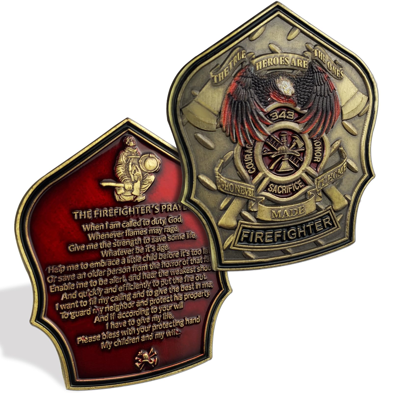 Firefighter Challenge Coin Firemen Prayer Souvenir Gifts for Firefighters Thank You for Your Service God Bless Thin Red Line Fire Rescue Department