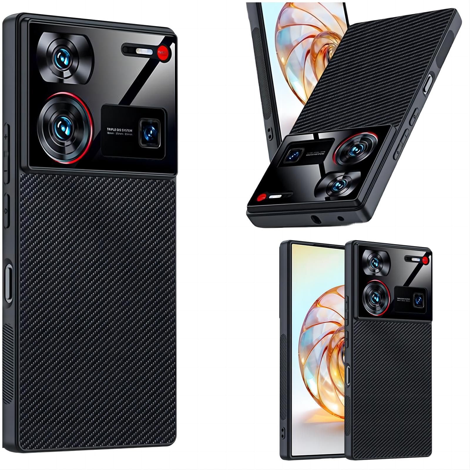Hülle Case for Nubia Z60 Ultra Case Carbon Fiber,Textured Leather Slim Case Bumper Cover for ZTE nubia Z60 Ultra(2)
