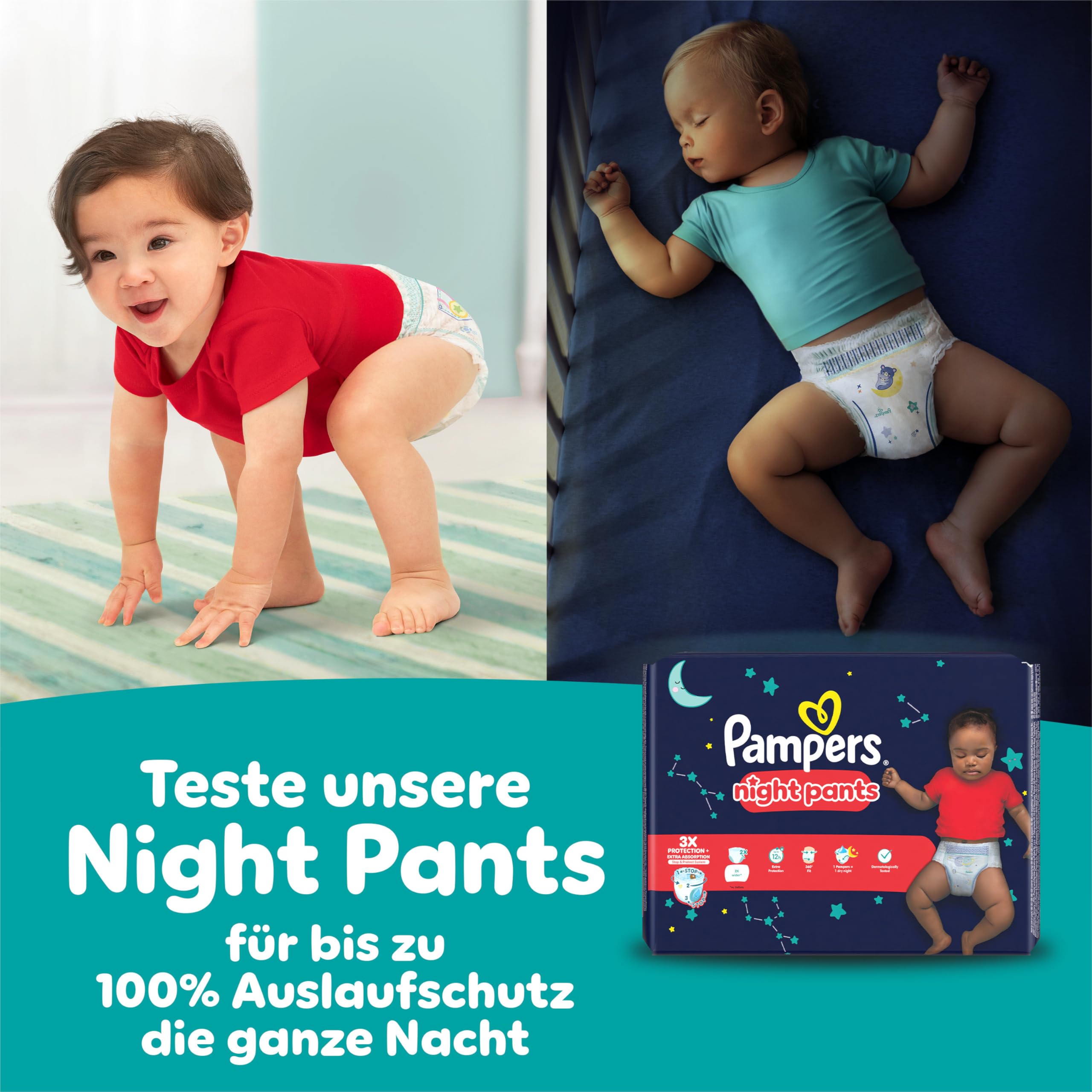 Pampers - Pañales para bebé, talla 4 (9-15 kg), 180 pañales, paquete de 1 mes, mantenimiento de 360 grados, fácil de cambiar, ahora con más pañales