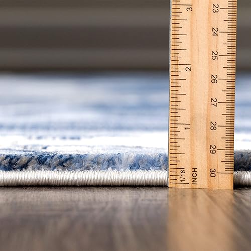 Miniatura 2 de Abani Rugs - Alfombra contemporánea con diseño de mármol azul y gris, de 6 x 9 pies, diseño moderno de remolino, acuarela, no desprende pelusa, para