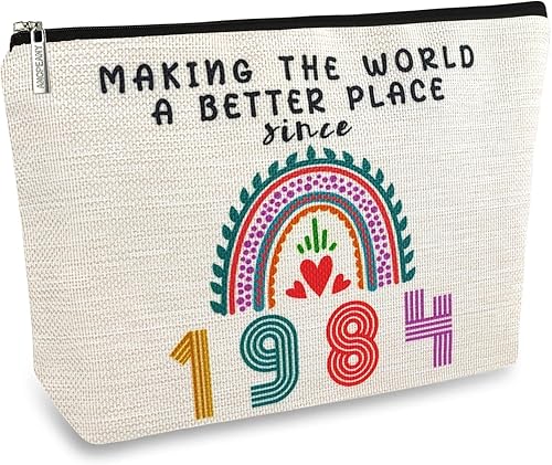 Bolsas de viaje para cosméticos de 40 cumpleaños para mujer, de doble cara, impermeables, de lino, pequeñas bolsas de maquillaje para mamá, 1984, Bolsas de viaje para cosméticos de 40 cumpleaños para mujer, de doble cara, impermeables, de lino, pequeñas bolsas de maquillaje para mamá, 1984,