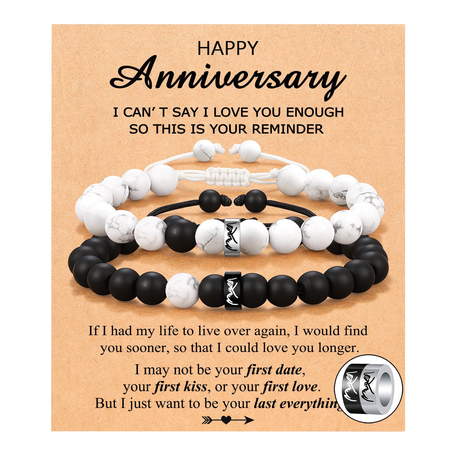 UNGENT THEM Matching Pinky Promise Couple Ring Bracelets for Boyfriend Husband Soulmate Girlfriend Wife Valentines Anniversary Birthday Christmas Engagement Gifts