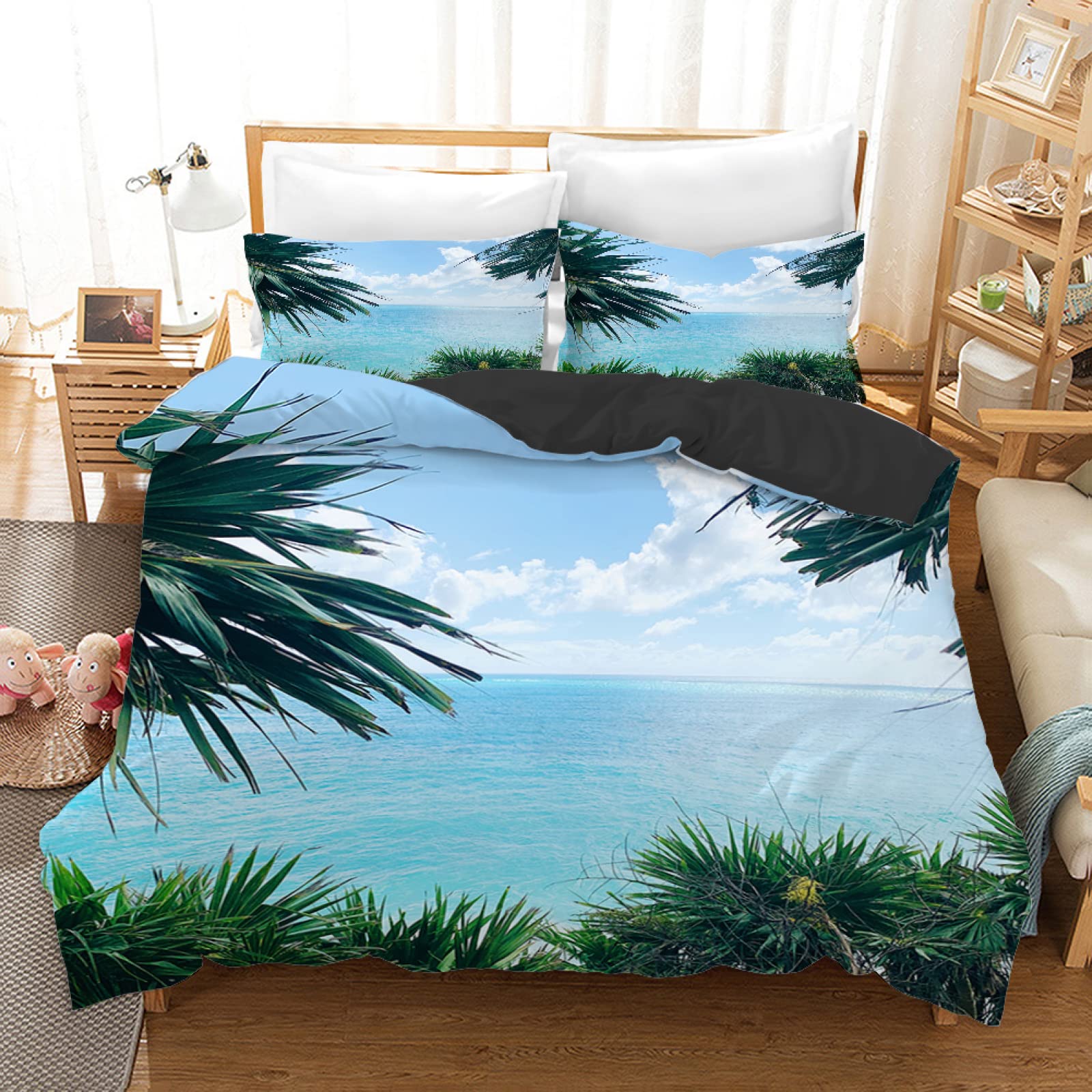 Housse de couette 90 x 190 cm bleu pour lit enfant microfibre anti-plis