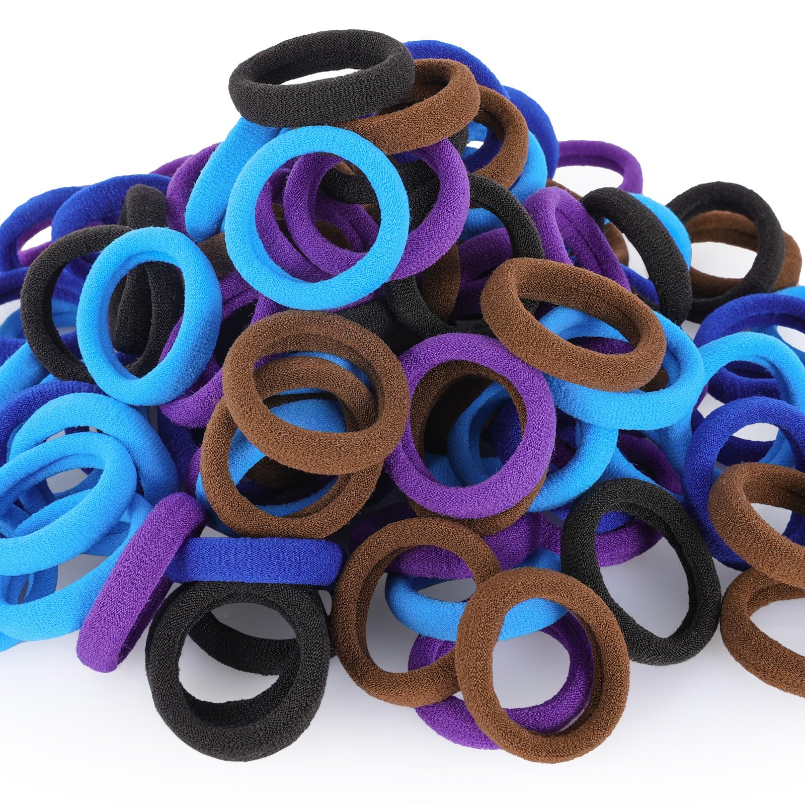 QRTVI 120 Pcs Baby Hair Ties, Cotton Toddler Hair Ties for Girls and Kids, Multicolor Small Seamless Hair Bands Elastic Ponytail Holders(Dark)